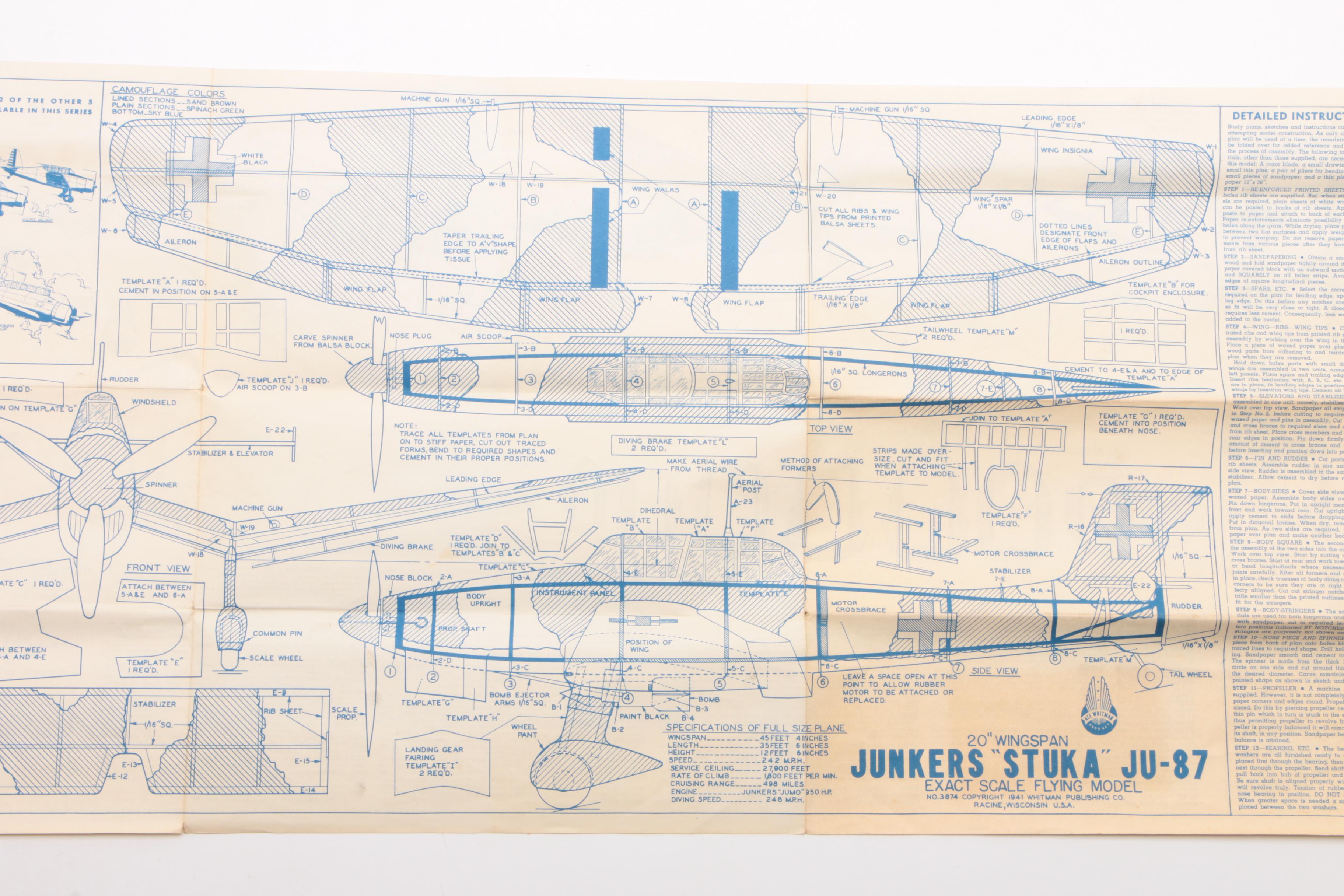 1948 Cleveland "Silvaire Sedan" Model Plane Kit with Blueprints