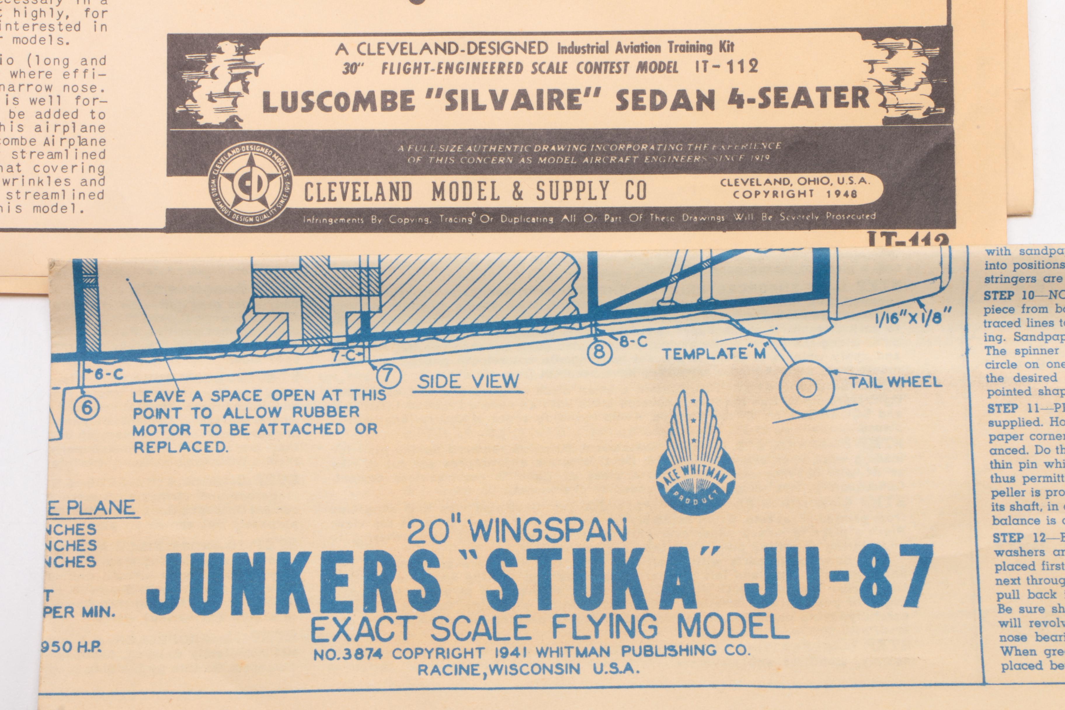 1948 Cleveland "Silvaire Sedan" Model Plane Kit with Blueprints