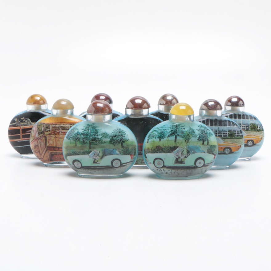 Chinese Glass Snuff Bottles Advertising Luxury and Sports Cars