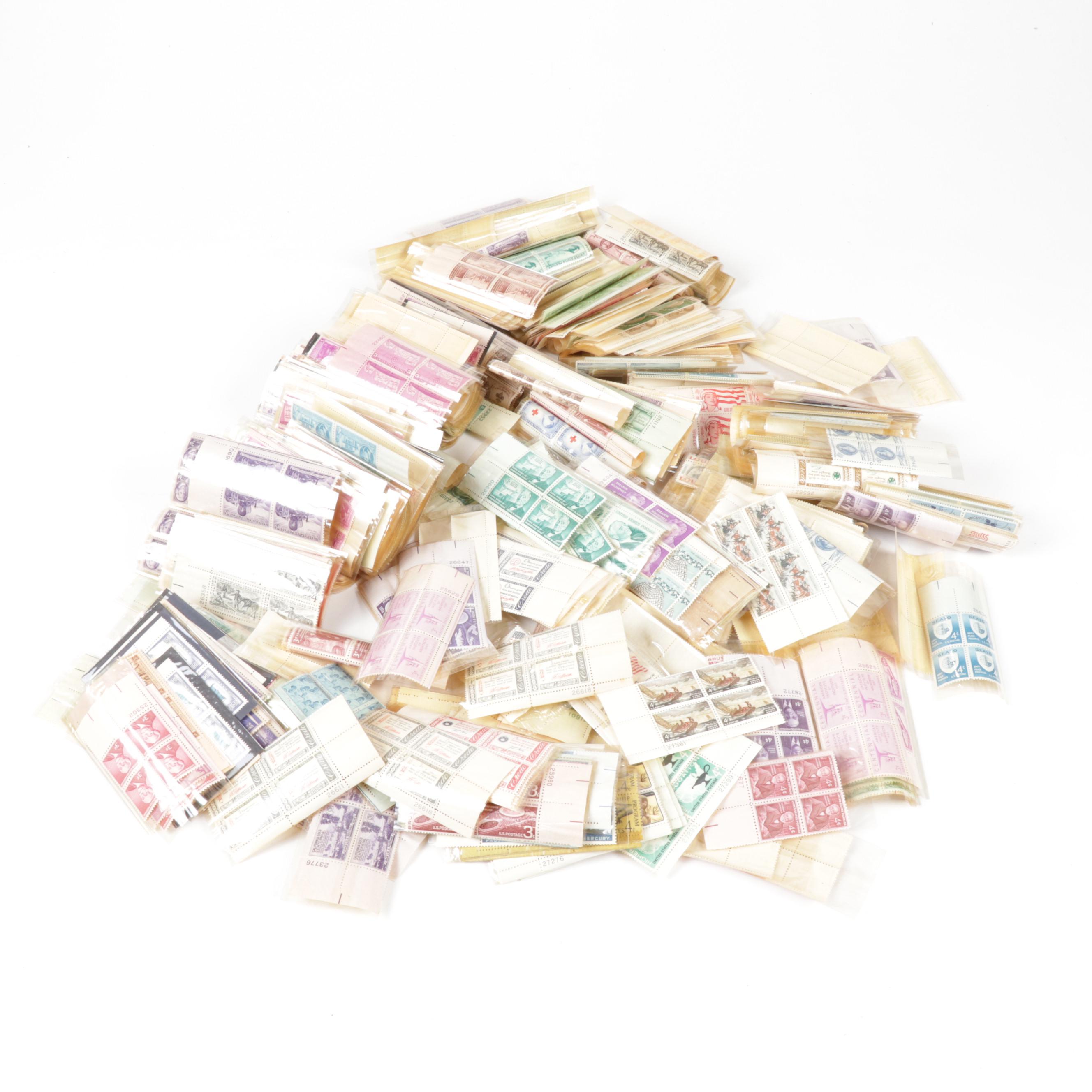 Mid Century USPS Postage Stamp Sheet Blocks