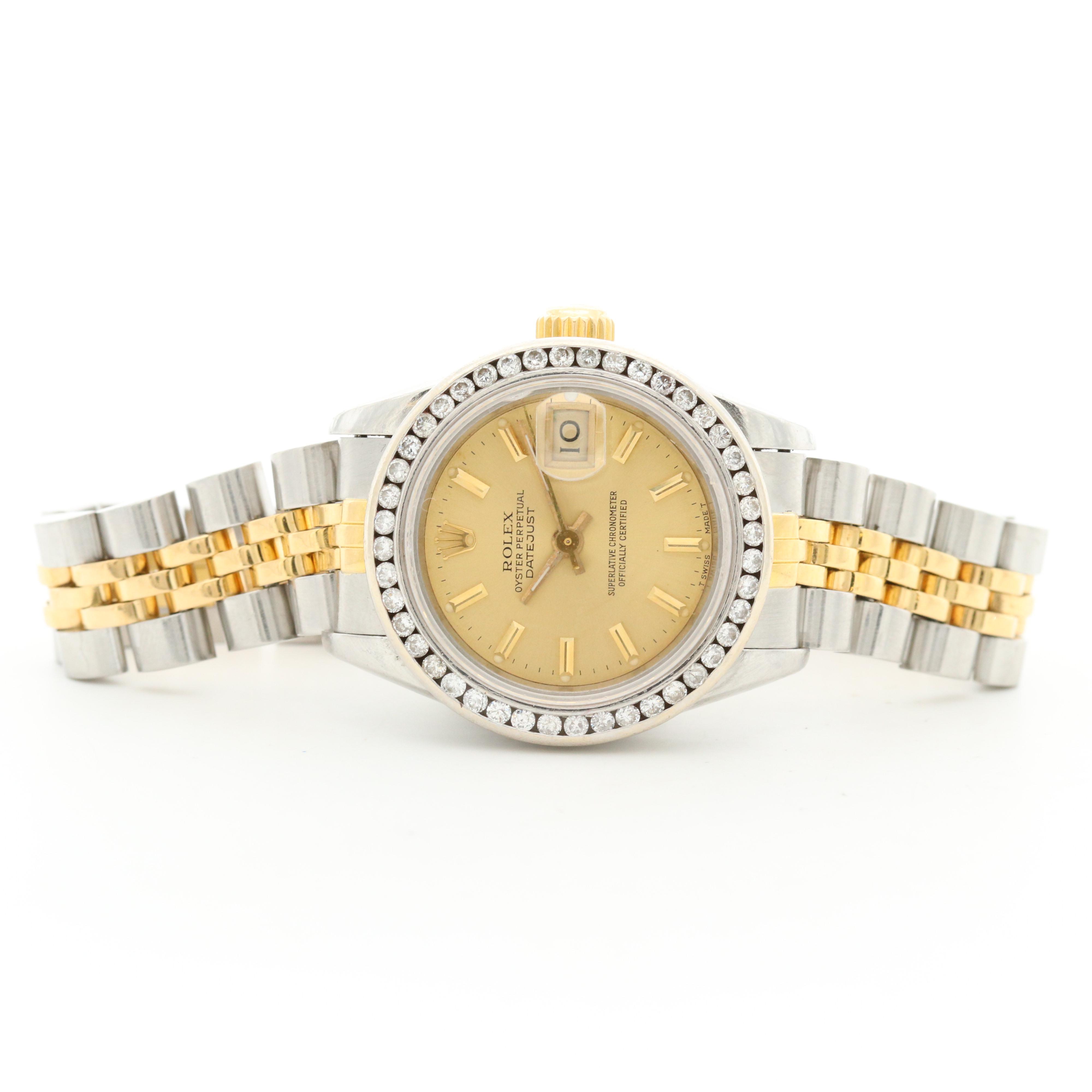 Rolex Datejust 14K and 18K Gold, Stainless Steel and Diamond Bezel Watch, 1987