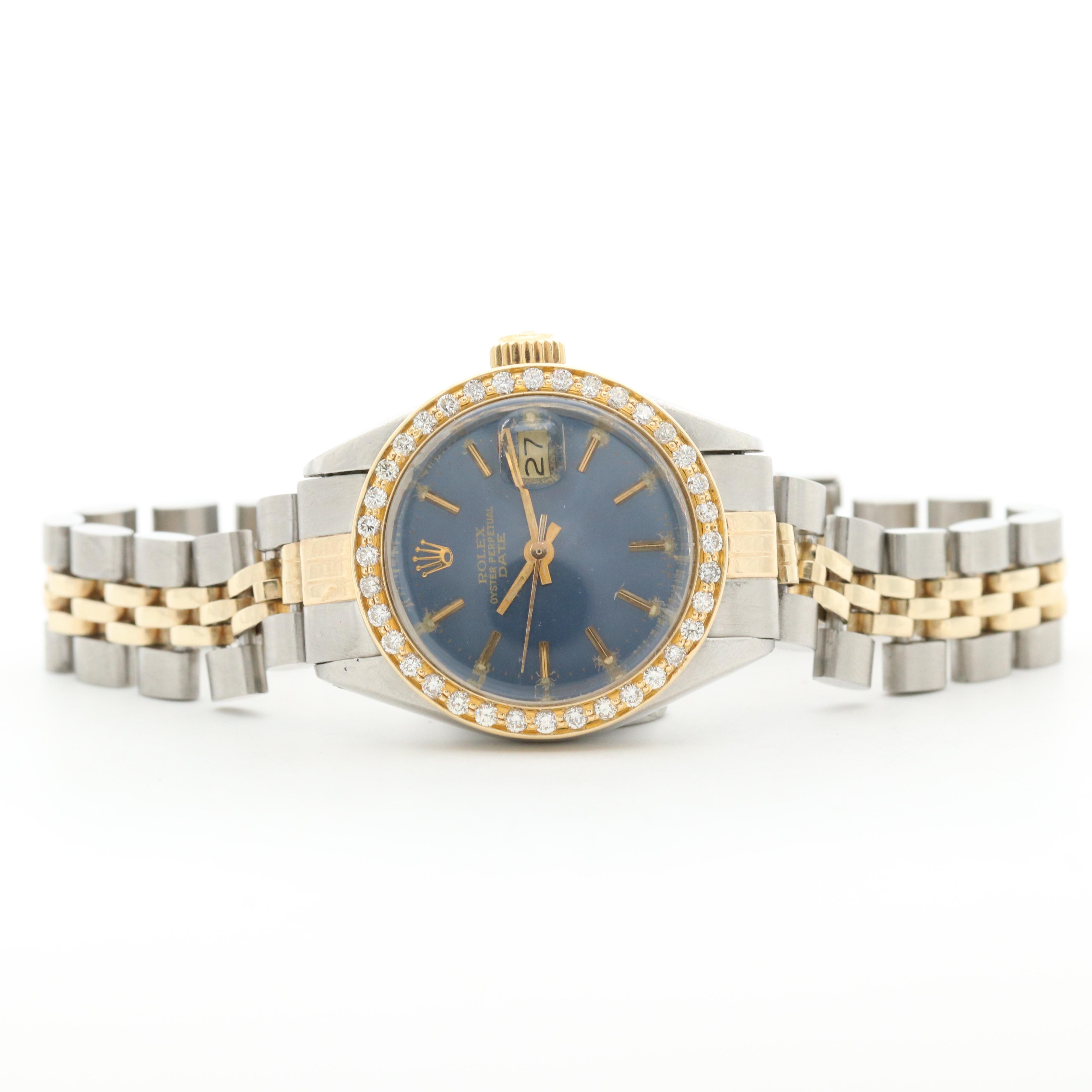 Rolex Oyster Perpetual Date Stainless Steel, 14K and 18K Diamond Watch
