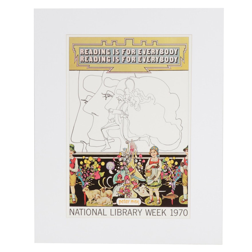 Peter Max Offset Lithograph "Reading is for Everybody"