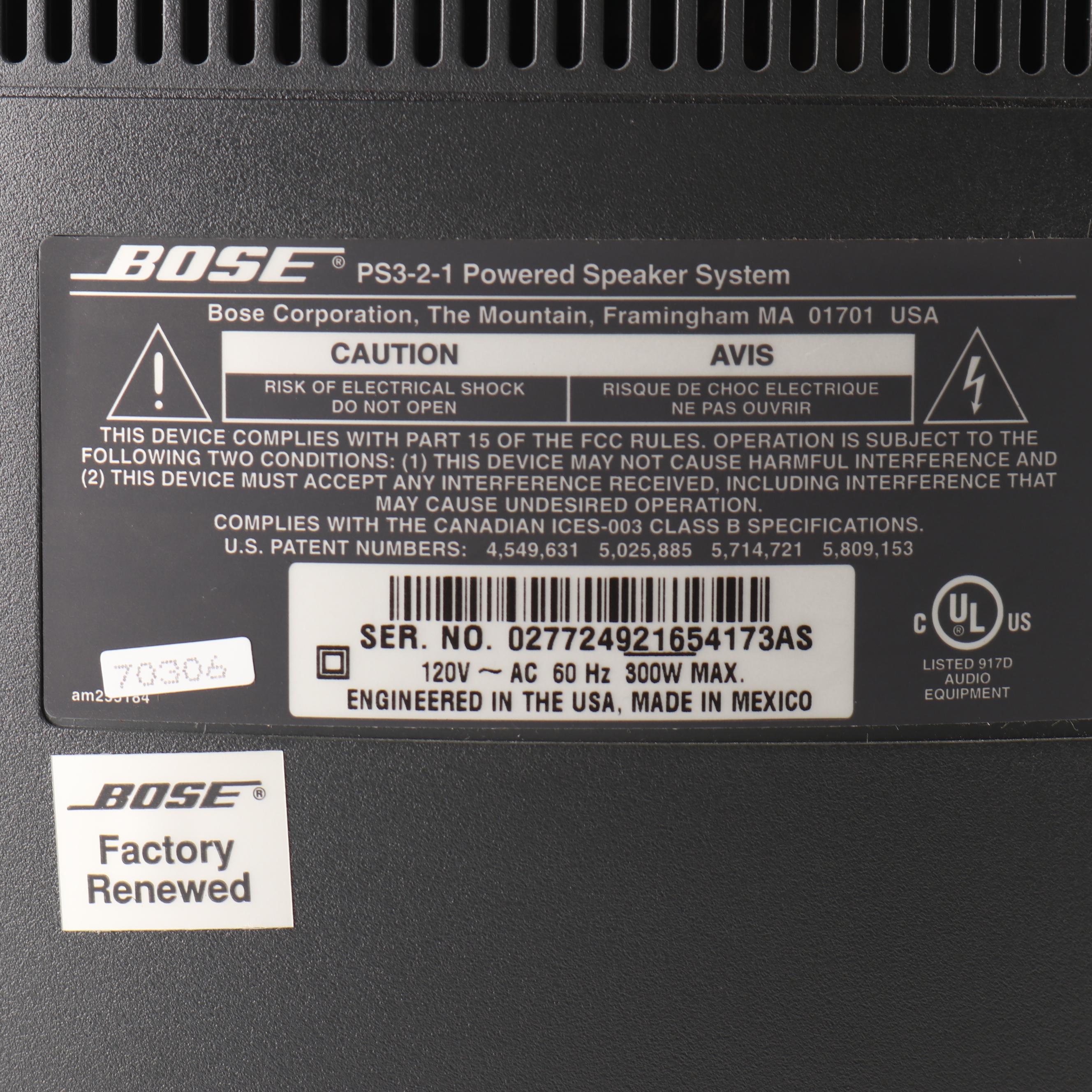 Bose PS3-2-1 Powered Speaker System with Remote