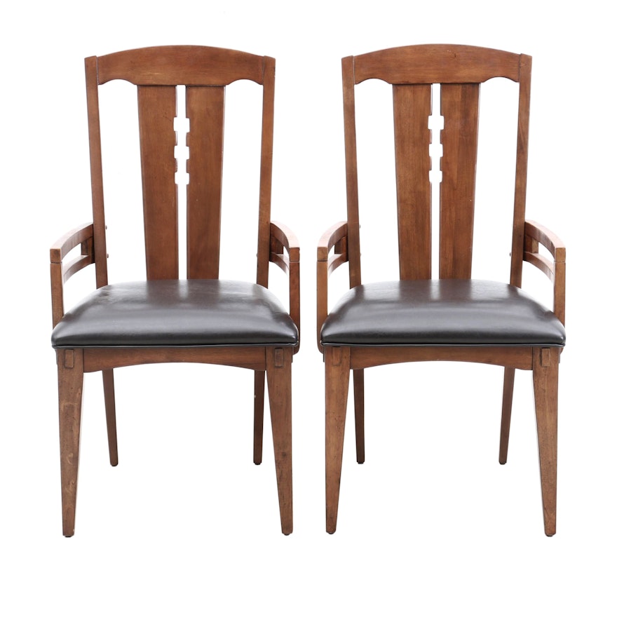 Pair of Arts and Crafts Style Dining Arm Chairs, by Riverside Furniture