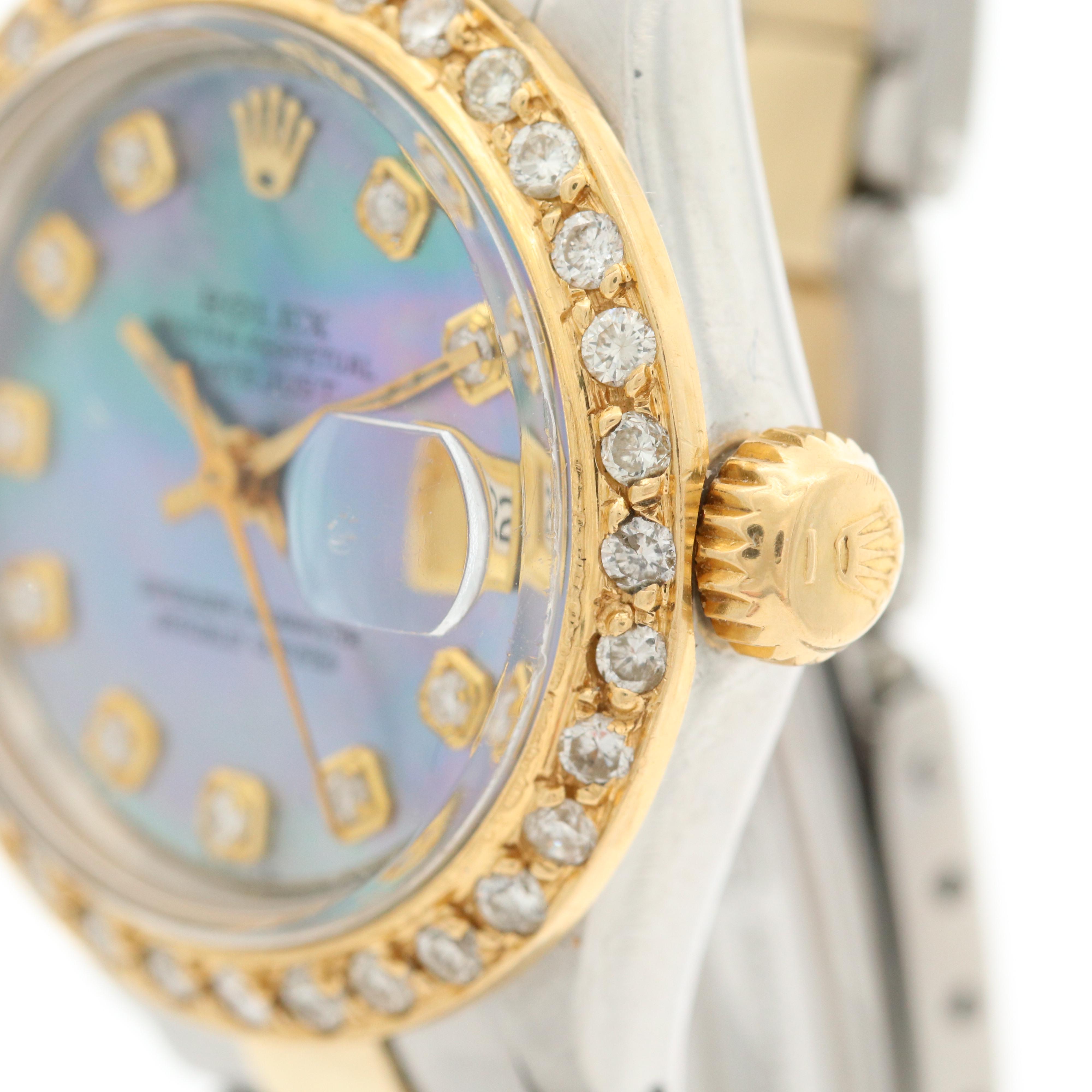 Vintage Rolex Datejust 18K and Stainless Steel Watch With Diamonds, 1970