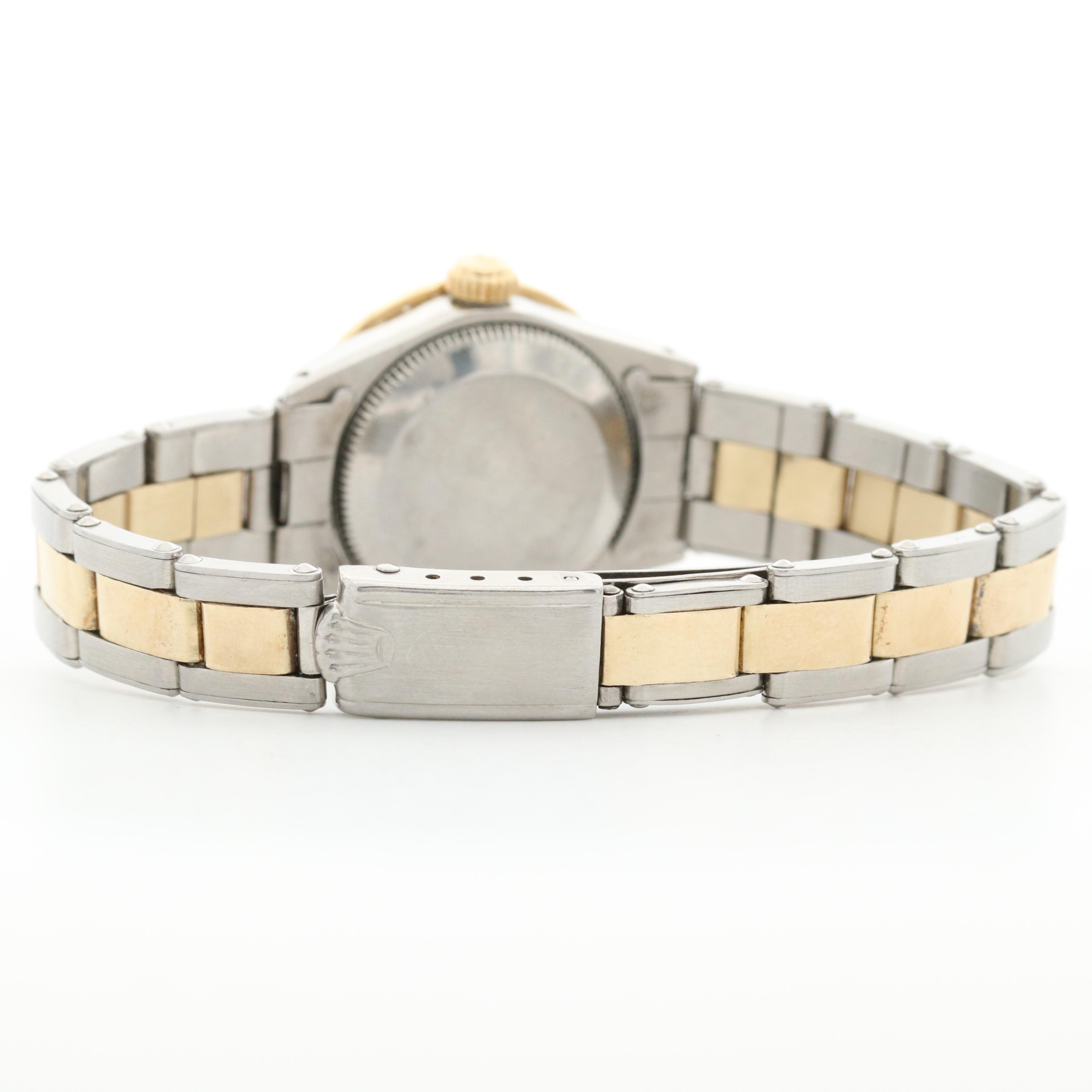 Vintage Rolex Datejust 18K and Stainless Steel Watch With Diamonds, 1970