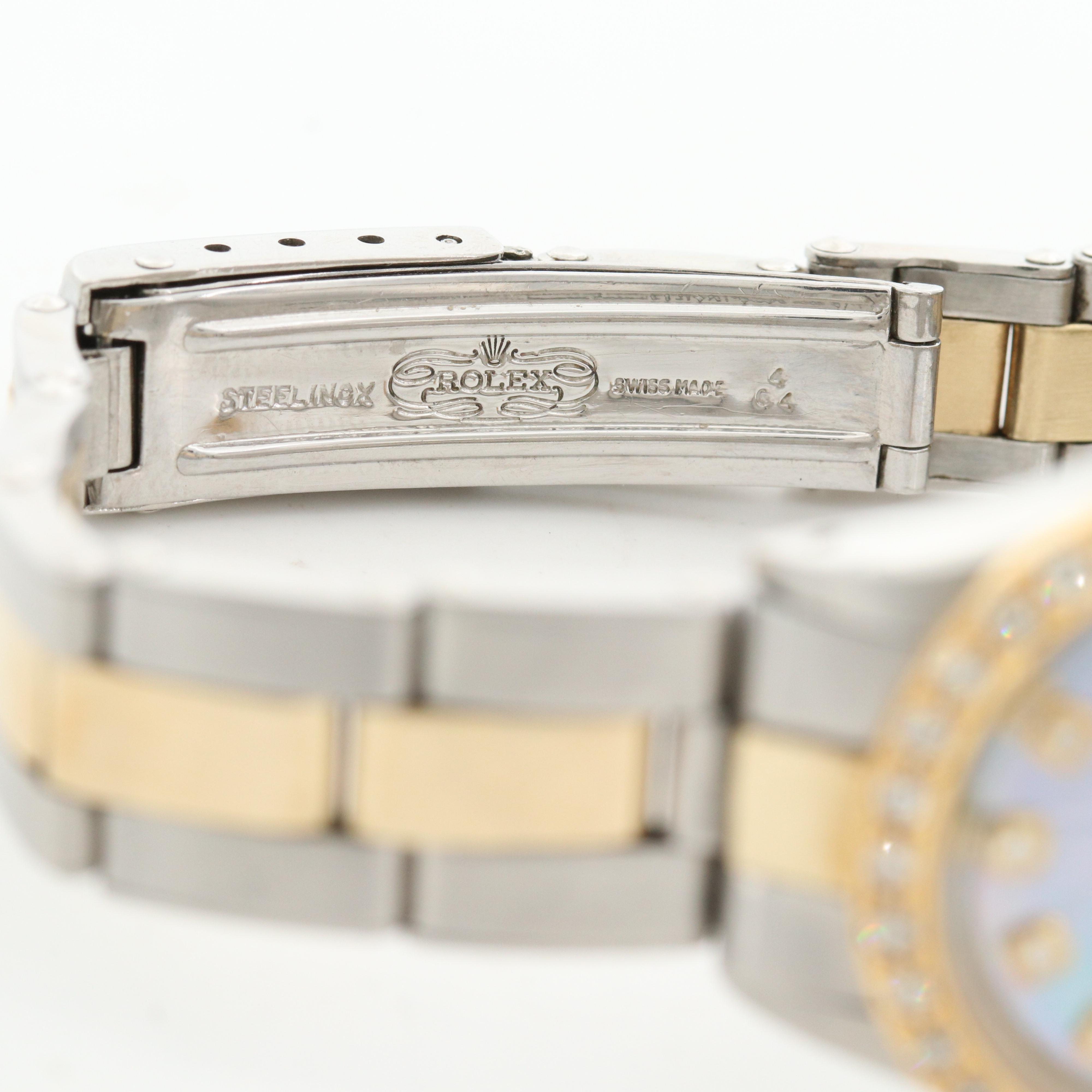 Vintage Rolex Datejust 18K and Stainless Steel Watch With Diamonds, 1970