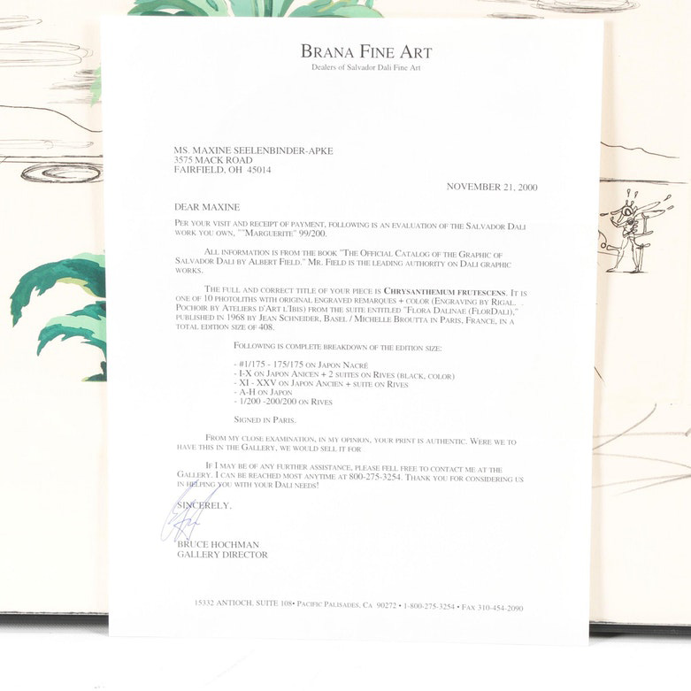 Salvador Dalí Mixed Media Print "Chrysanthemum Frutescens"