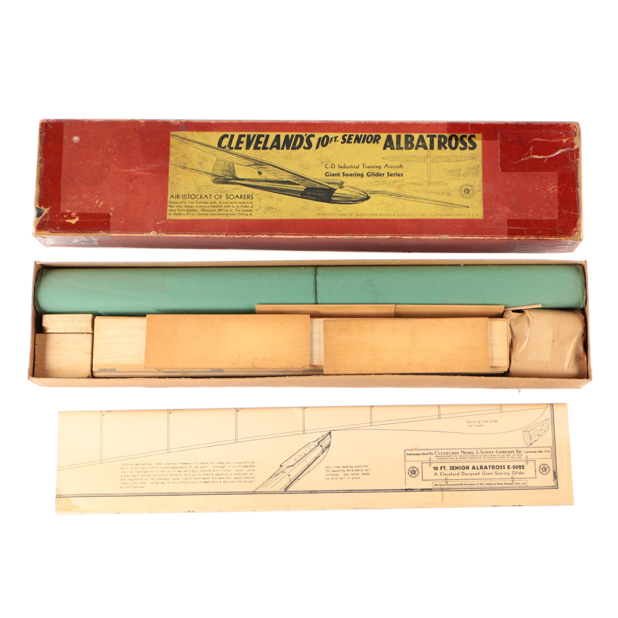Cleveland Model & Supply Co. "Senior Albatross" Model Airplane with Blueprints
