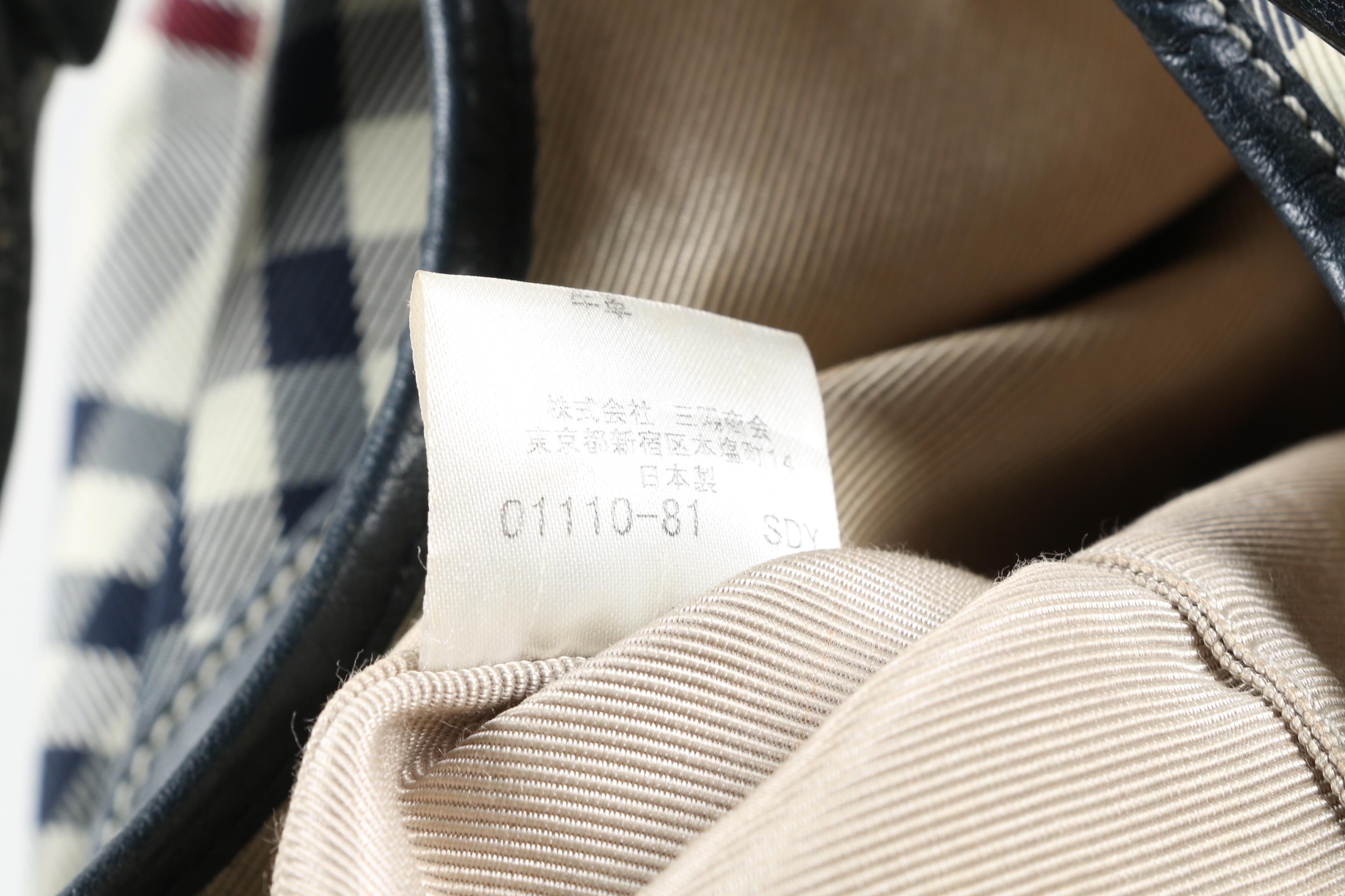 Burberry Blue Label Hobo Bag in White Nylon Plaid Canvas with Leather Trim