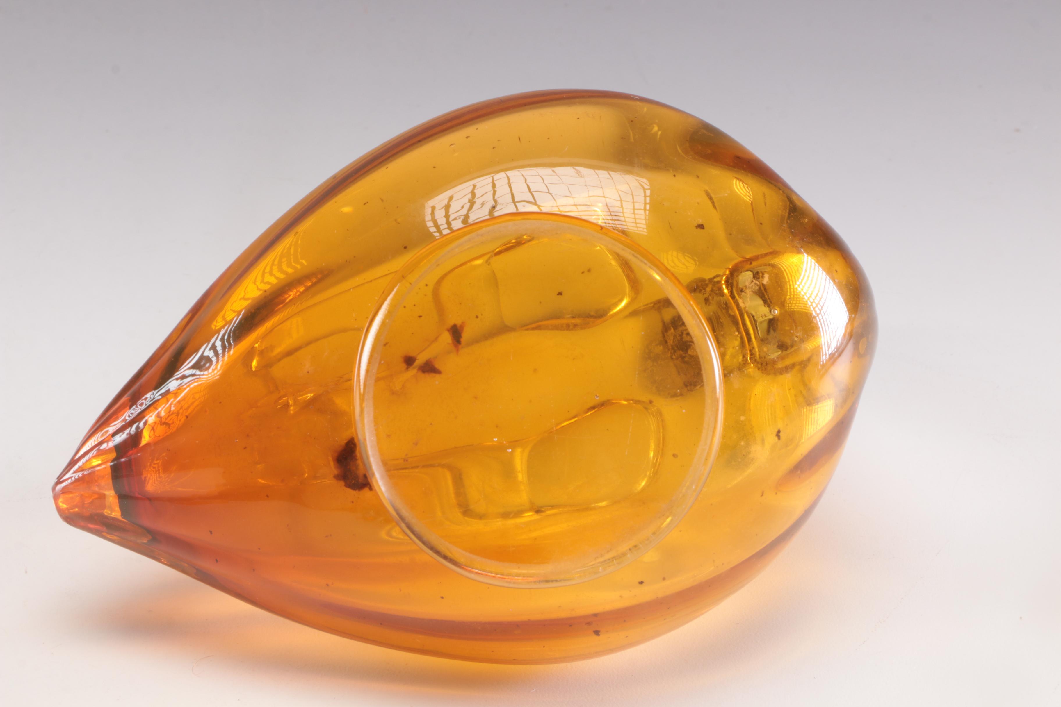 Karl Palda Czechoslovakian Amber Blown Glass Duck Claret Jug