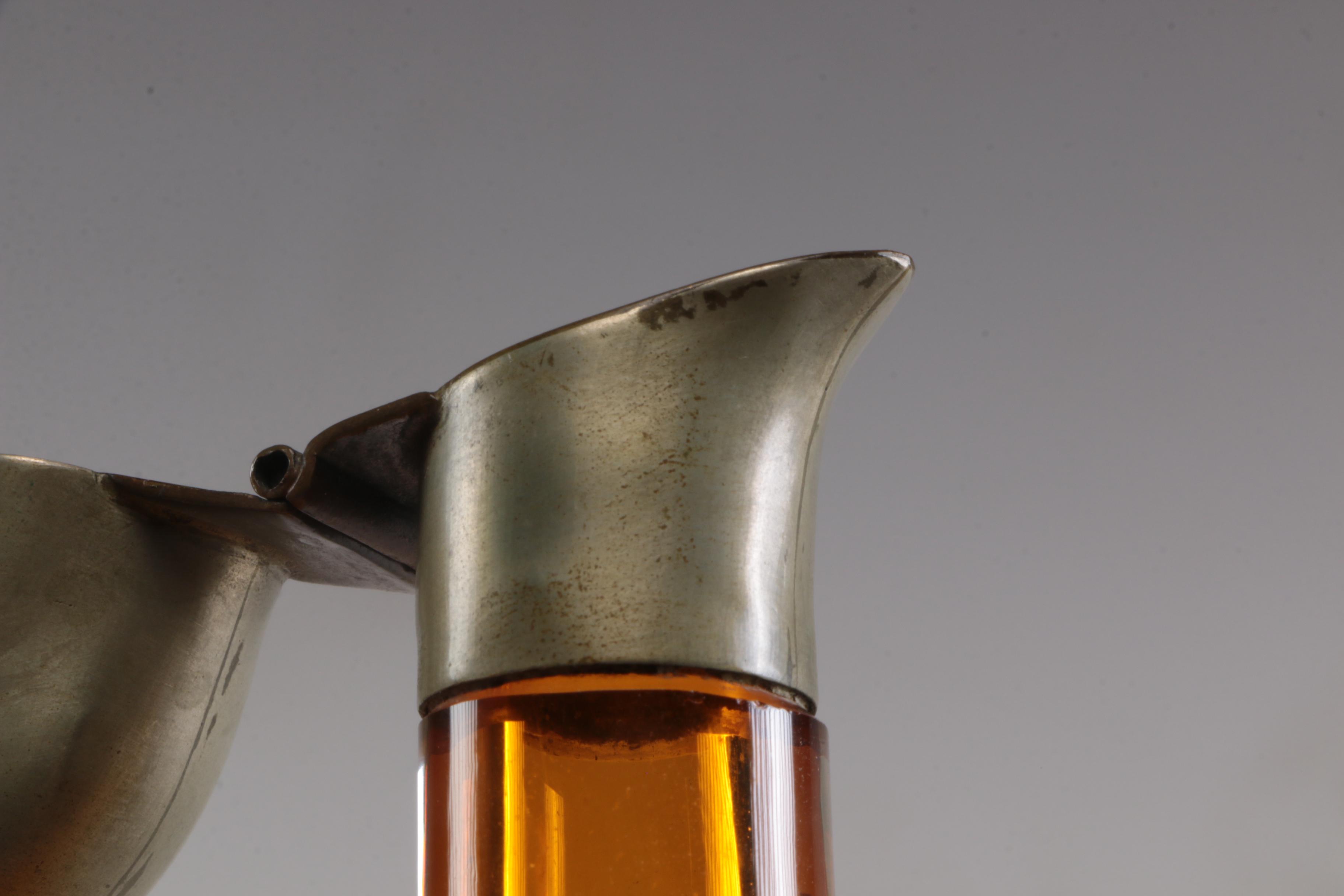 Karl Palda Czechoslovakian Amber Blown Glass Duck Claret Jug