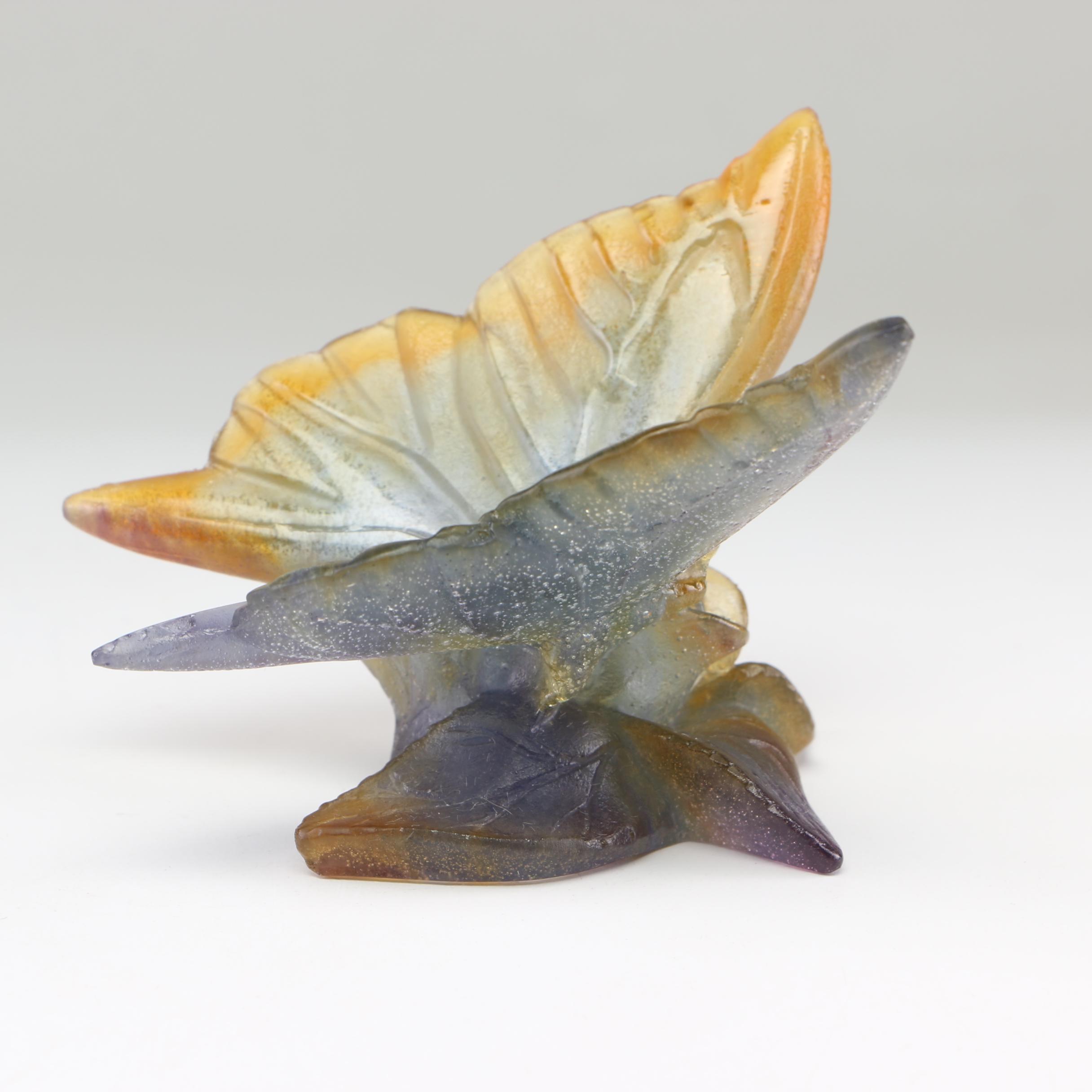 Daum France "Purple Butterfly" Pâte de Verre Figurine