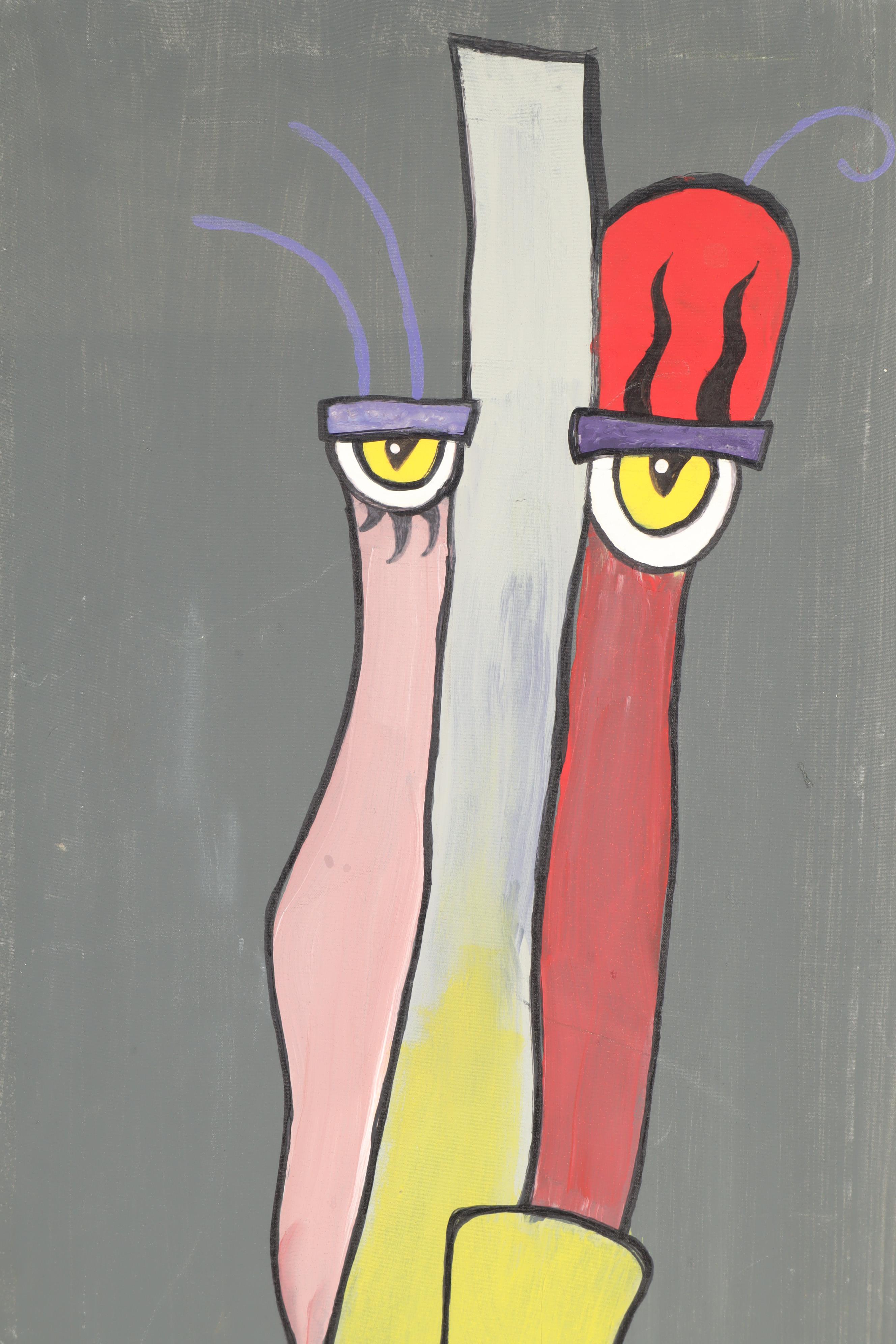 Abstract Face Tempera Painting