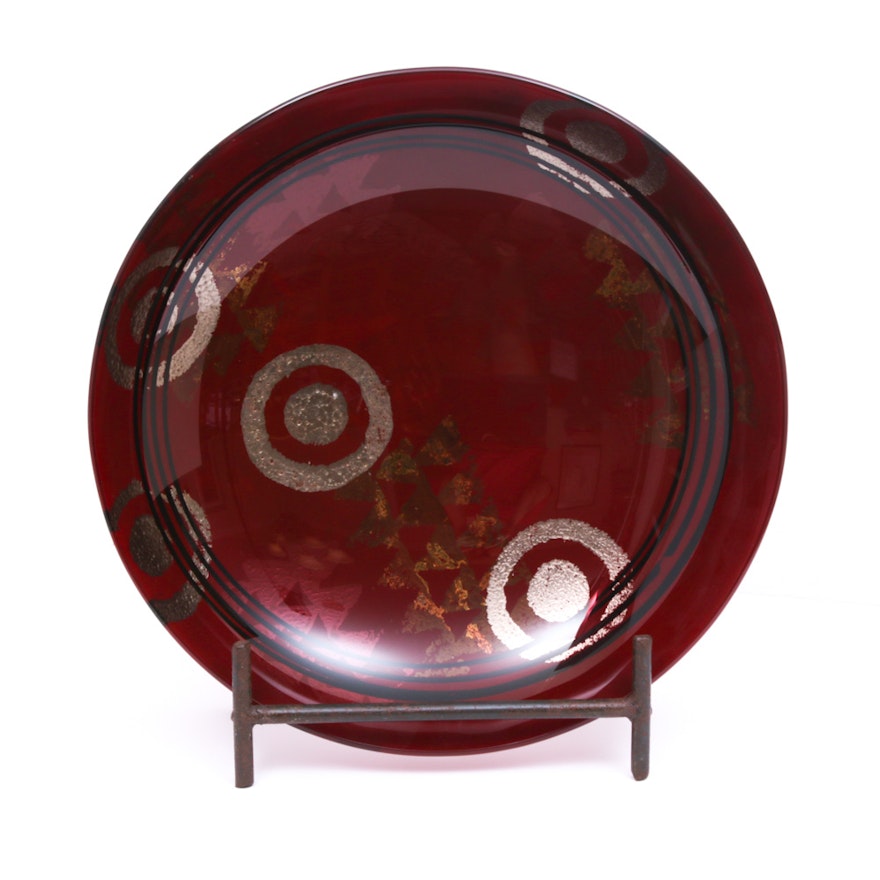 Artist Signed Contemporary Art Glass Centerpiece Bowl
