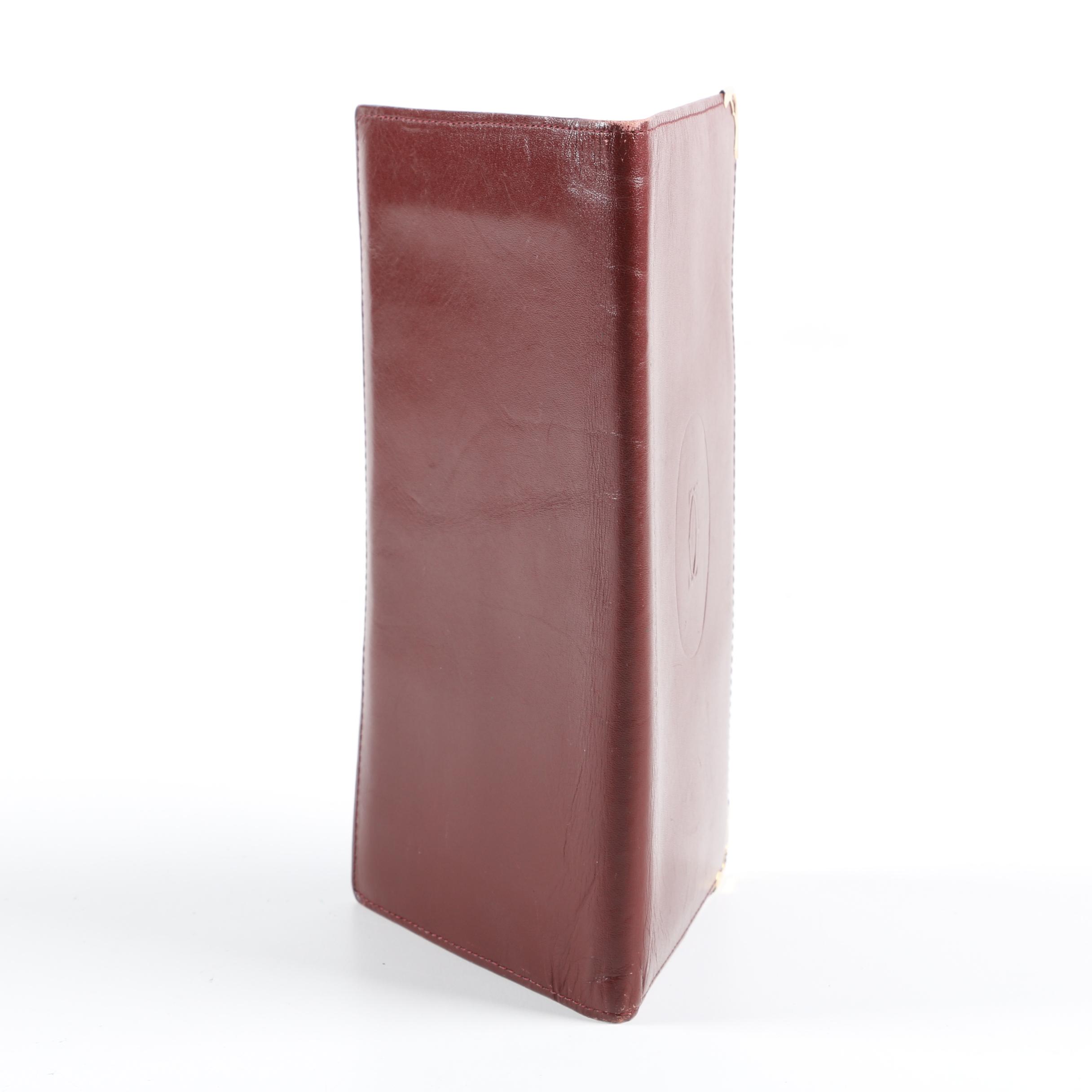 Cartier Paris Vertical Travel Wallet in Bordeaux Leather, Vintage