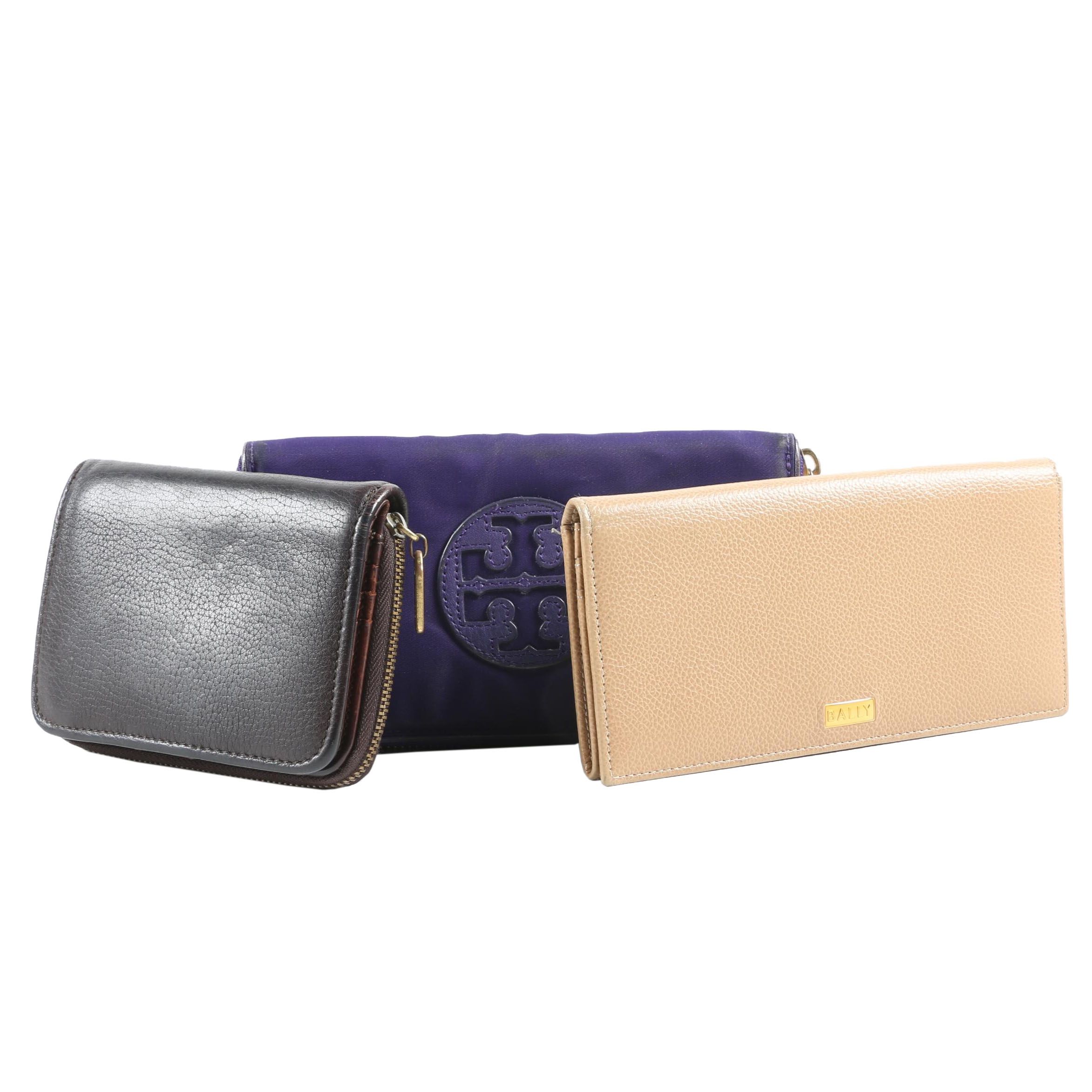 Vintage Coach and Bally Leather Wallets with Tory Burch Nylon Zip Around Wallet