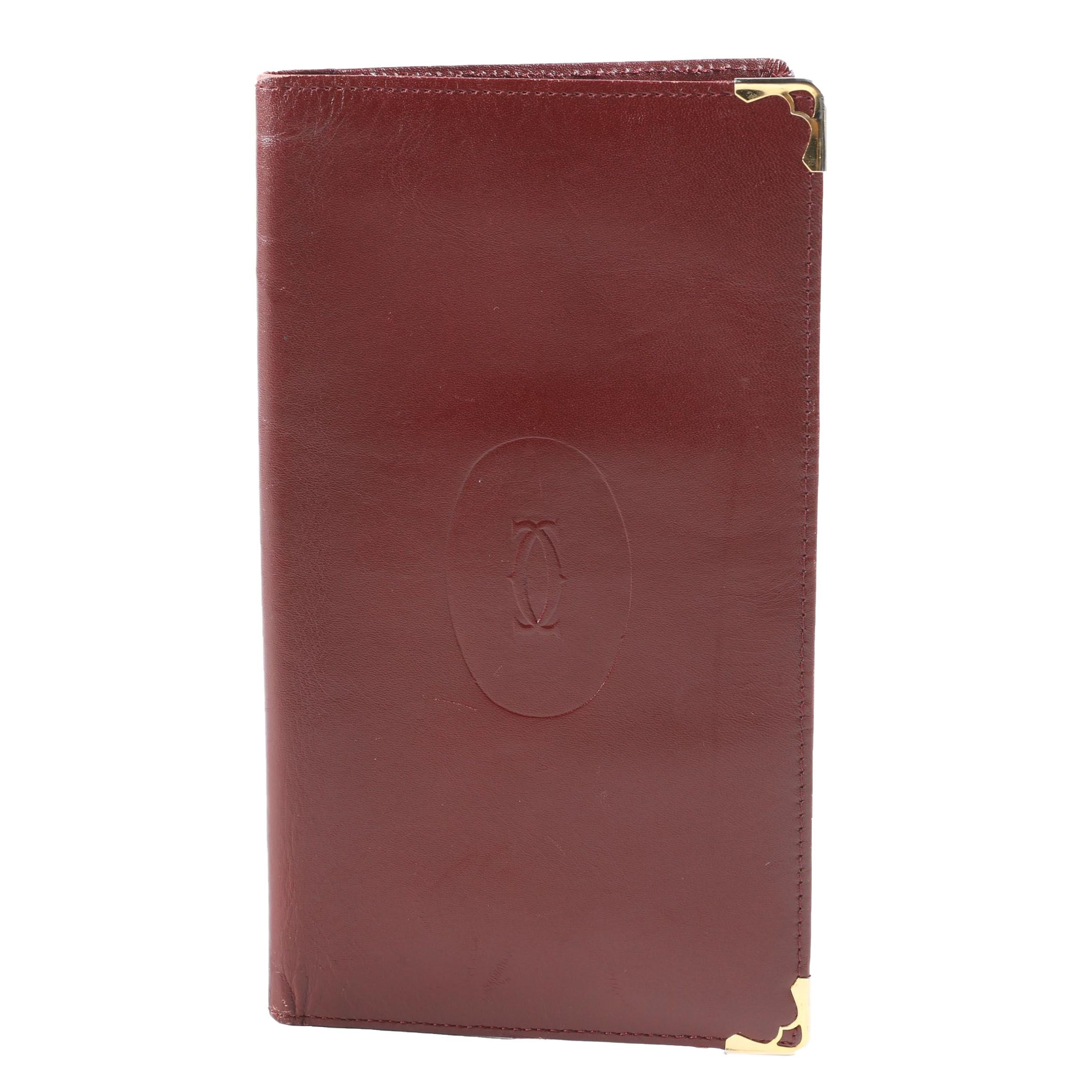 Cartier Paris Vertical Travel Wallet in Bordeaux Leather, Vintage