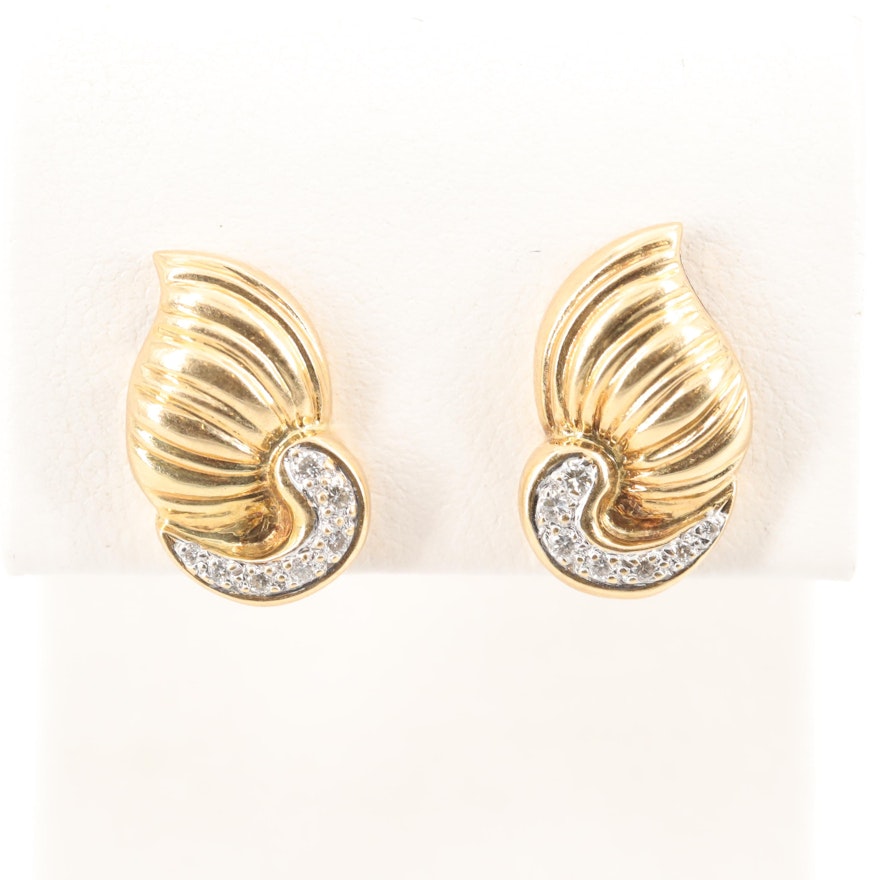 18K Yellow Gold Diamond Earrings