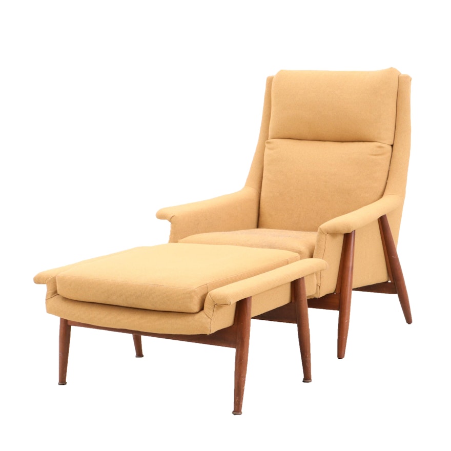 Armchair with Footstool, Mid Century Modern
