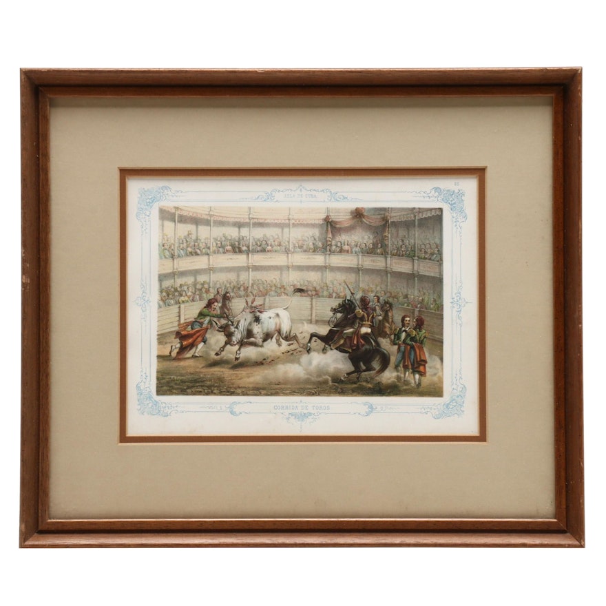 Color Lithograph after Frédéric Mialhe "Corrida De Toros"