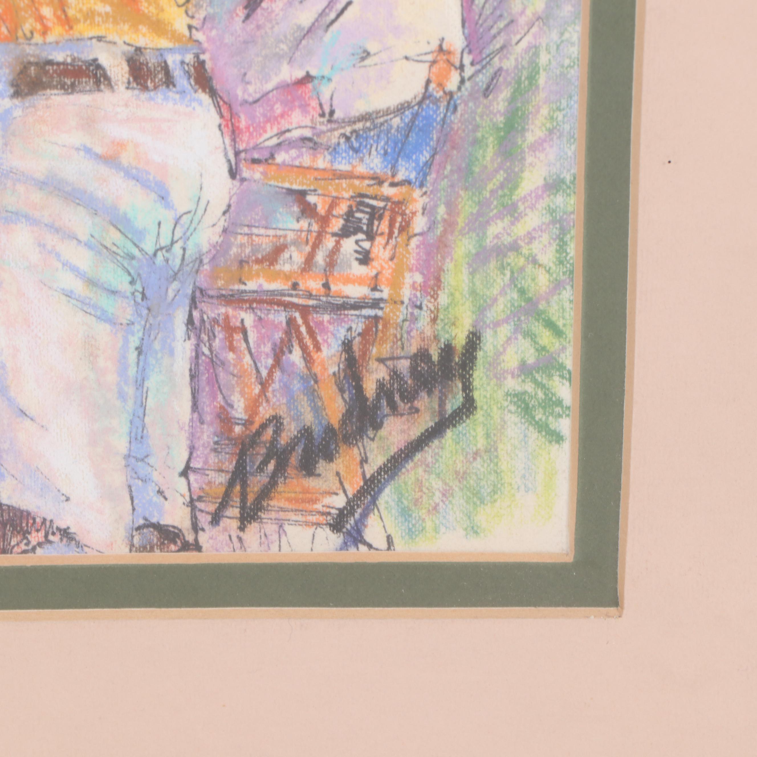 Edward Brodney Pastel Drawing of Figural Studies