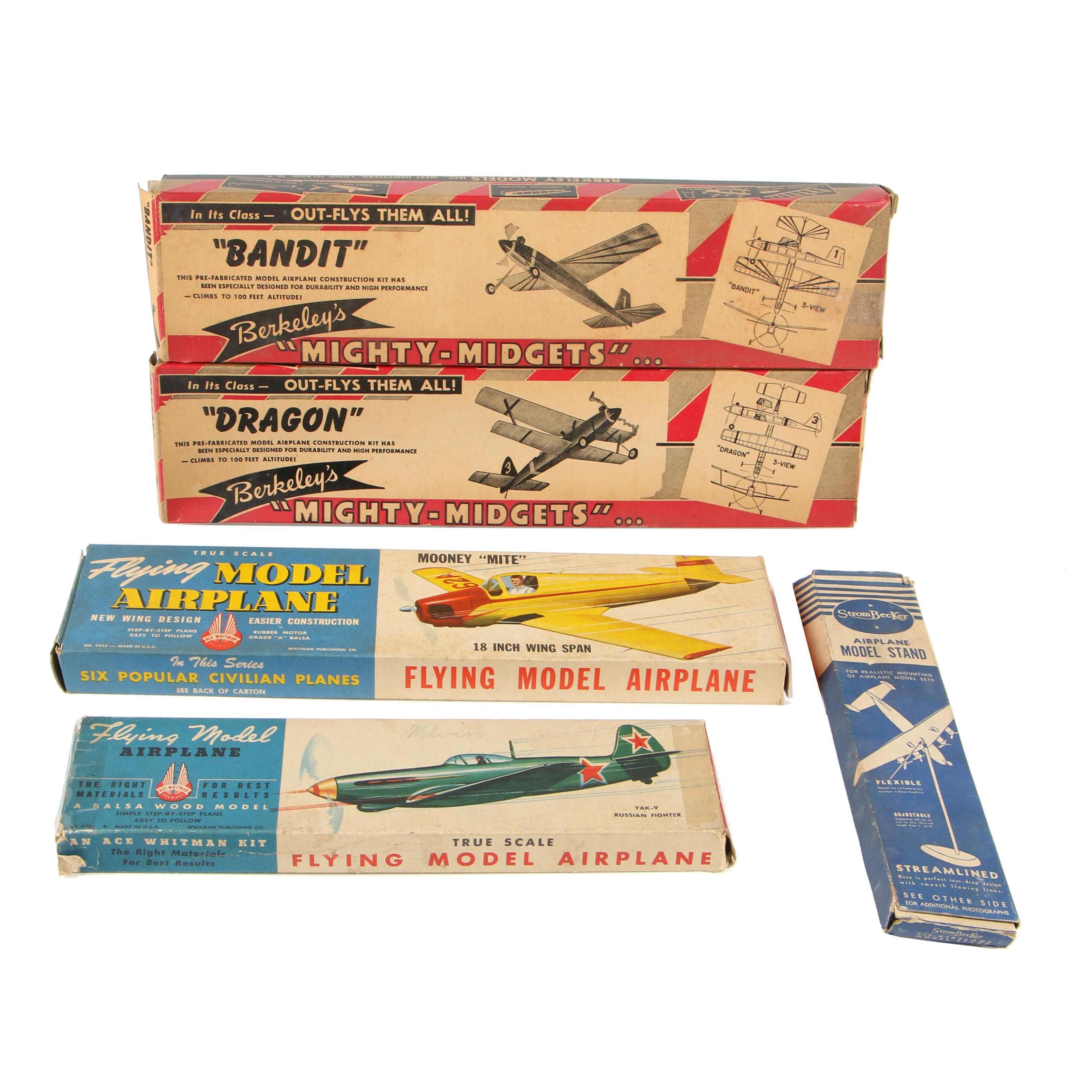 Vintage Berkley and Whitman Model Plane Kits with Blueprints