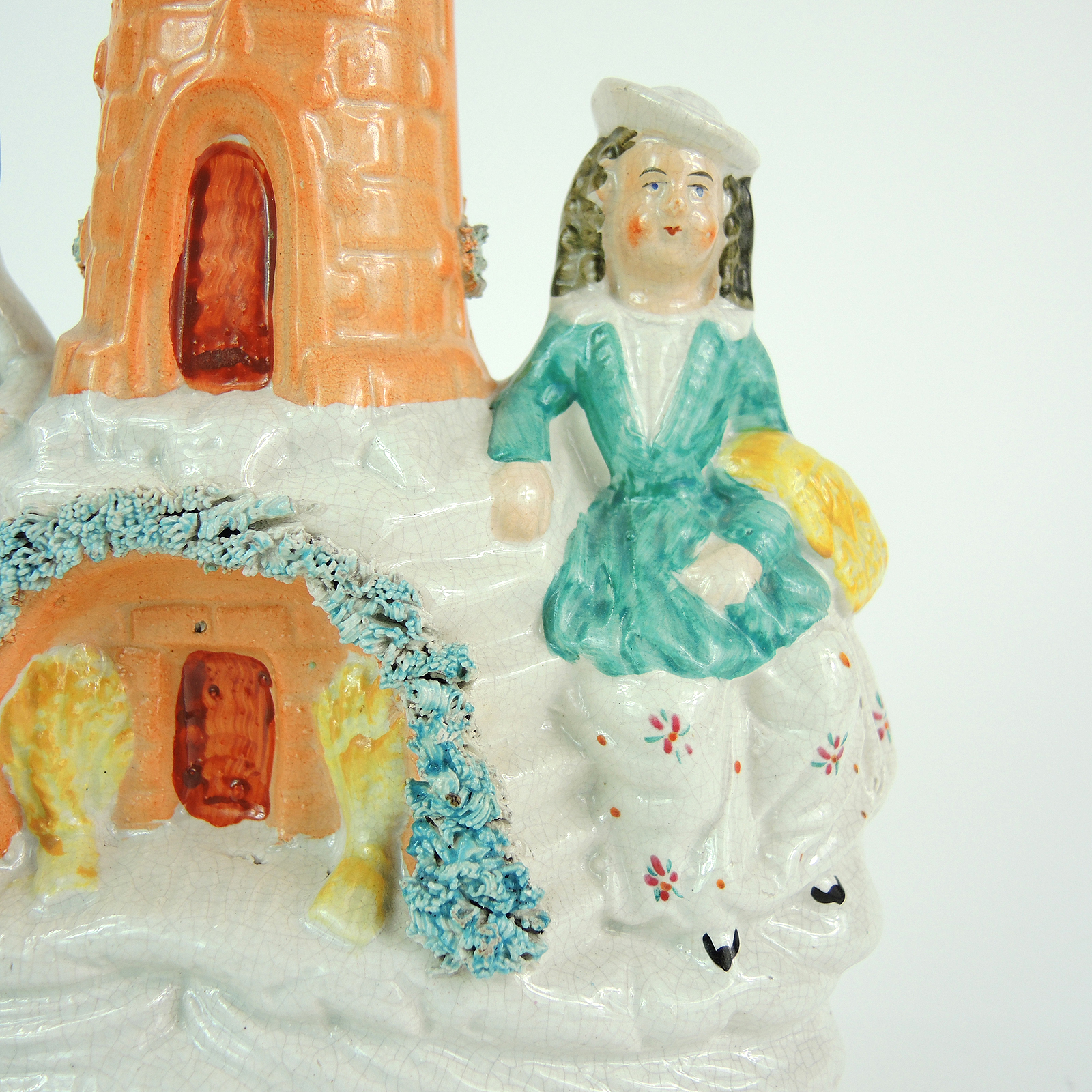 Staffordshire "Gleaners and Windmill" Figurine, Mid 19th Century