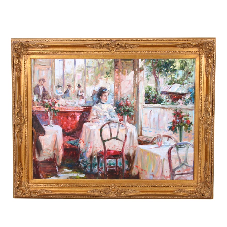 Oil Painting of Cafe Scene