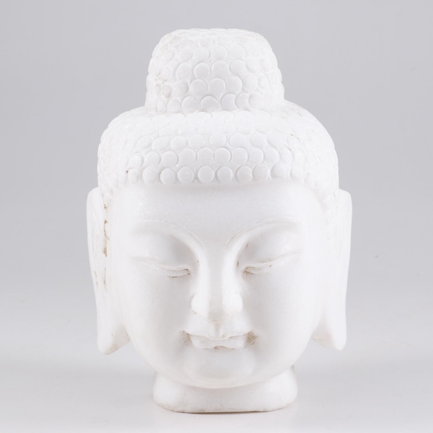White Marble Buddha Bust