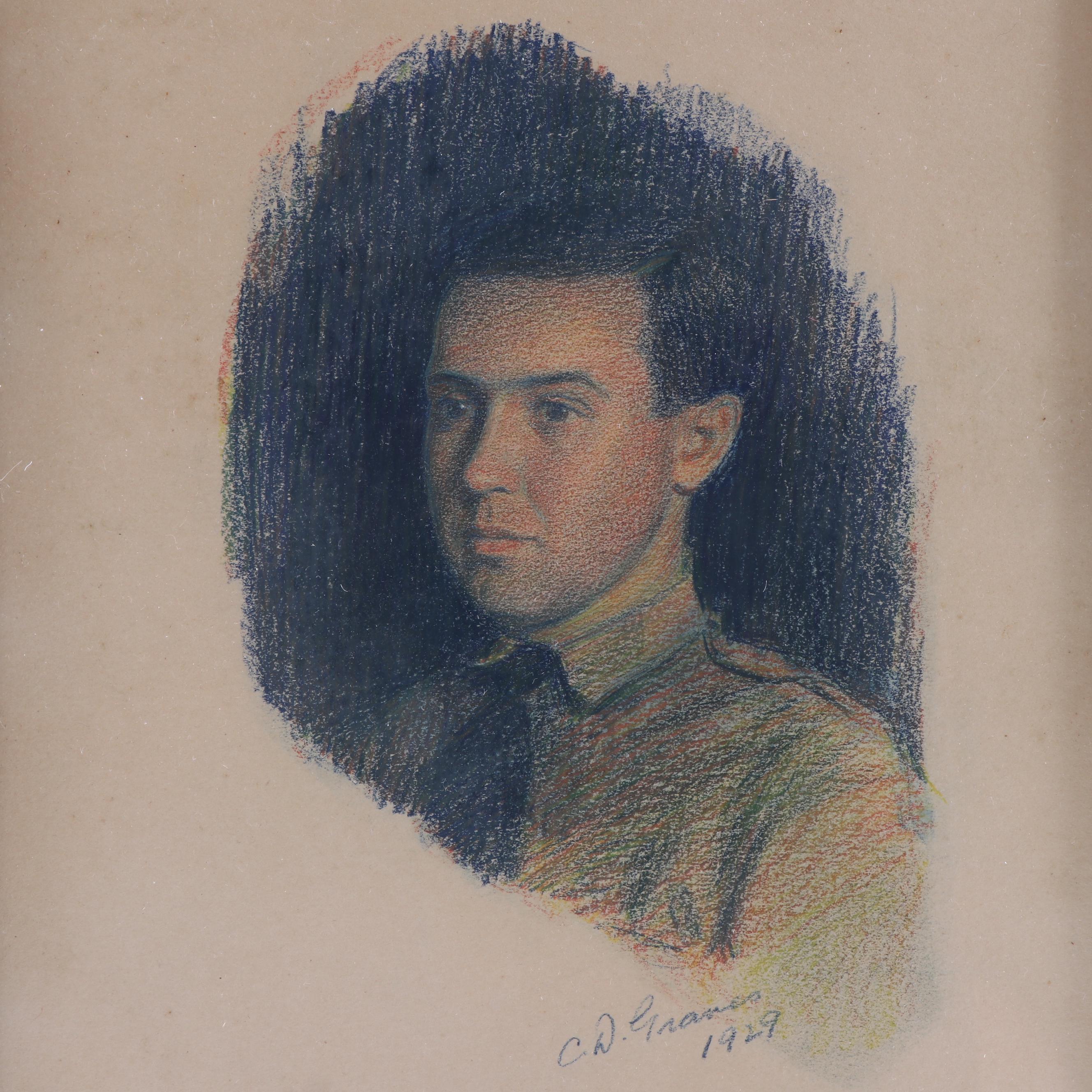 C.D. Graves 1929 Portrait Pastel Drawing