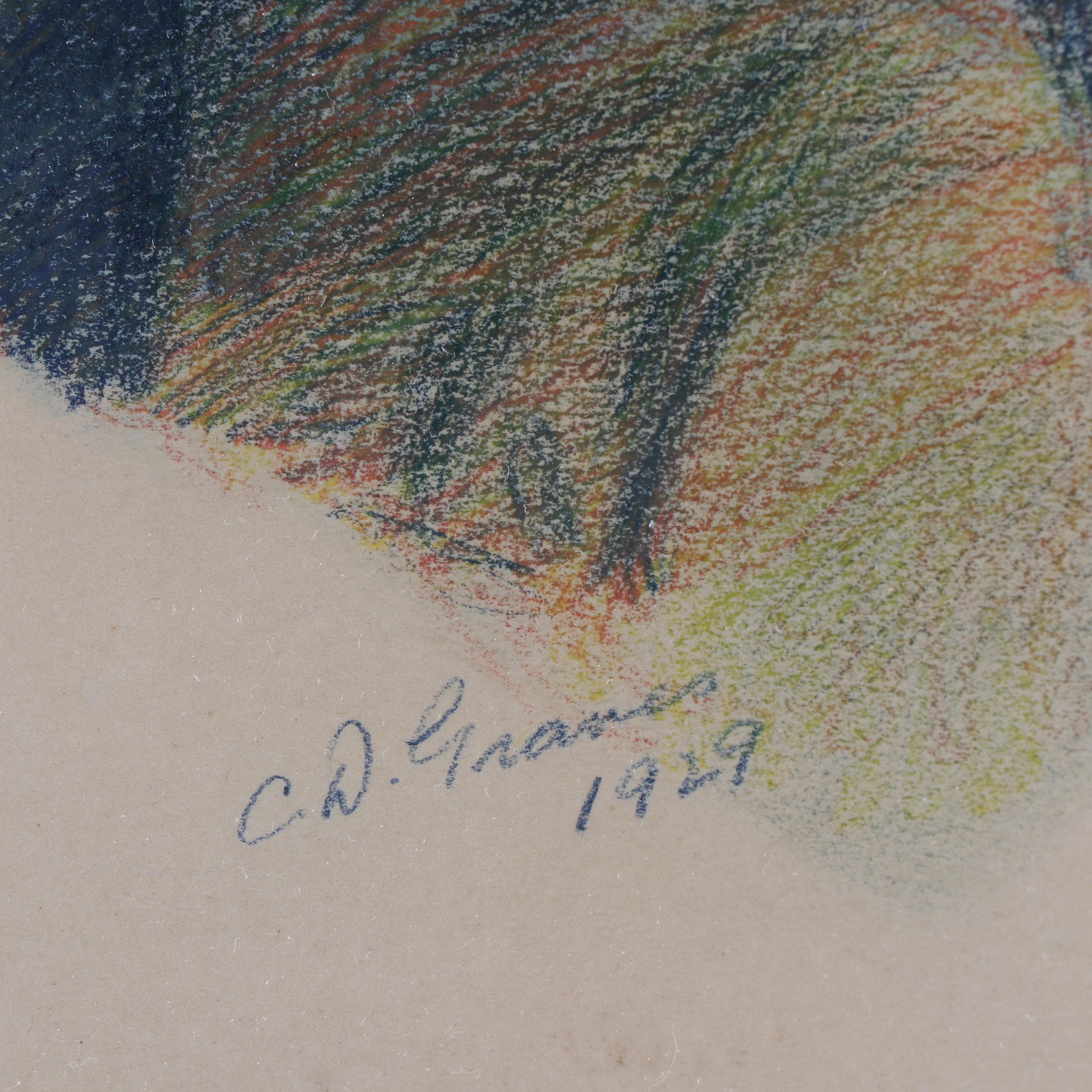 C.D. Graves 1929 Portrait Pastel Drawing