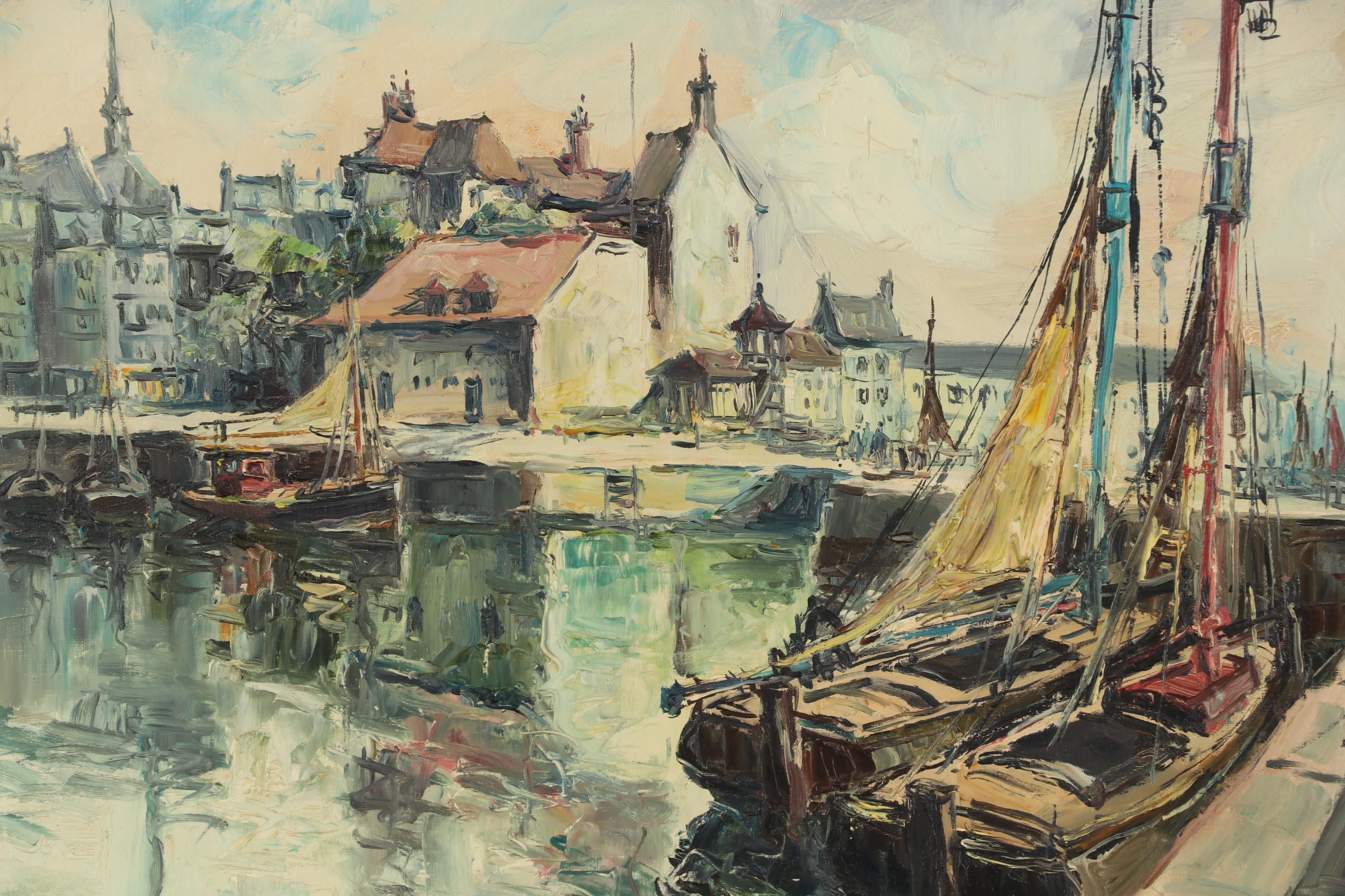 Denis Verspecht Oil Painting "Honfleur", 1959