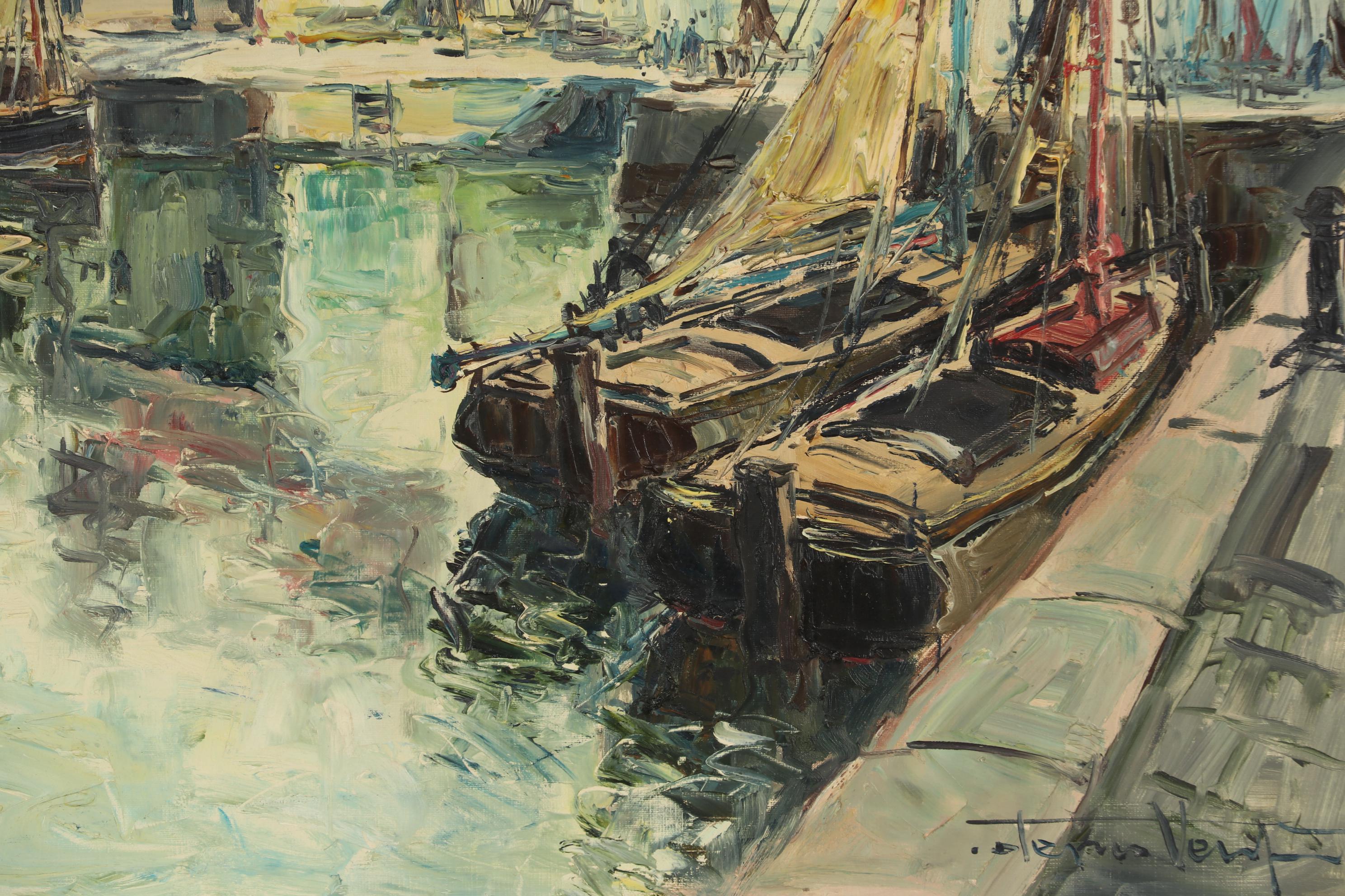 Denis Verspecht Oil Painting "Honfleur", 1959