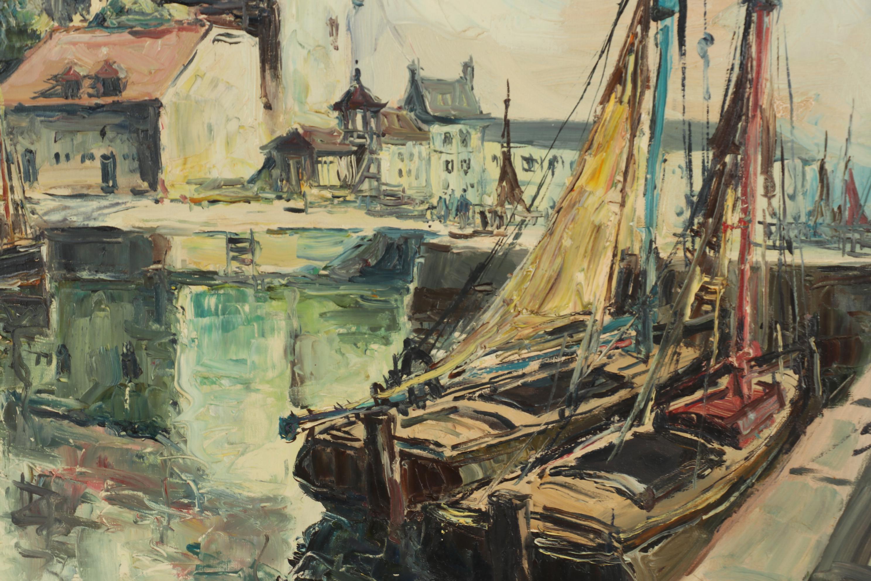 Denis Verspecht Oil Painting "Honfleur", 1959