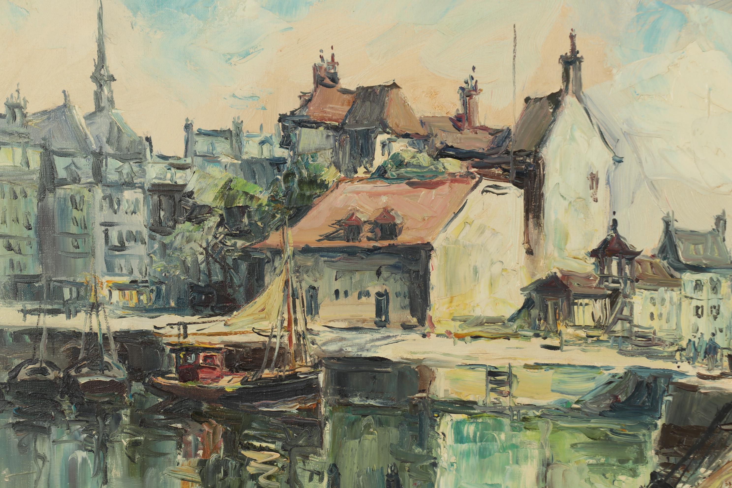 Denis Verspecht Oil Painting "Honfleur", 1959
