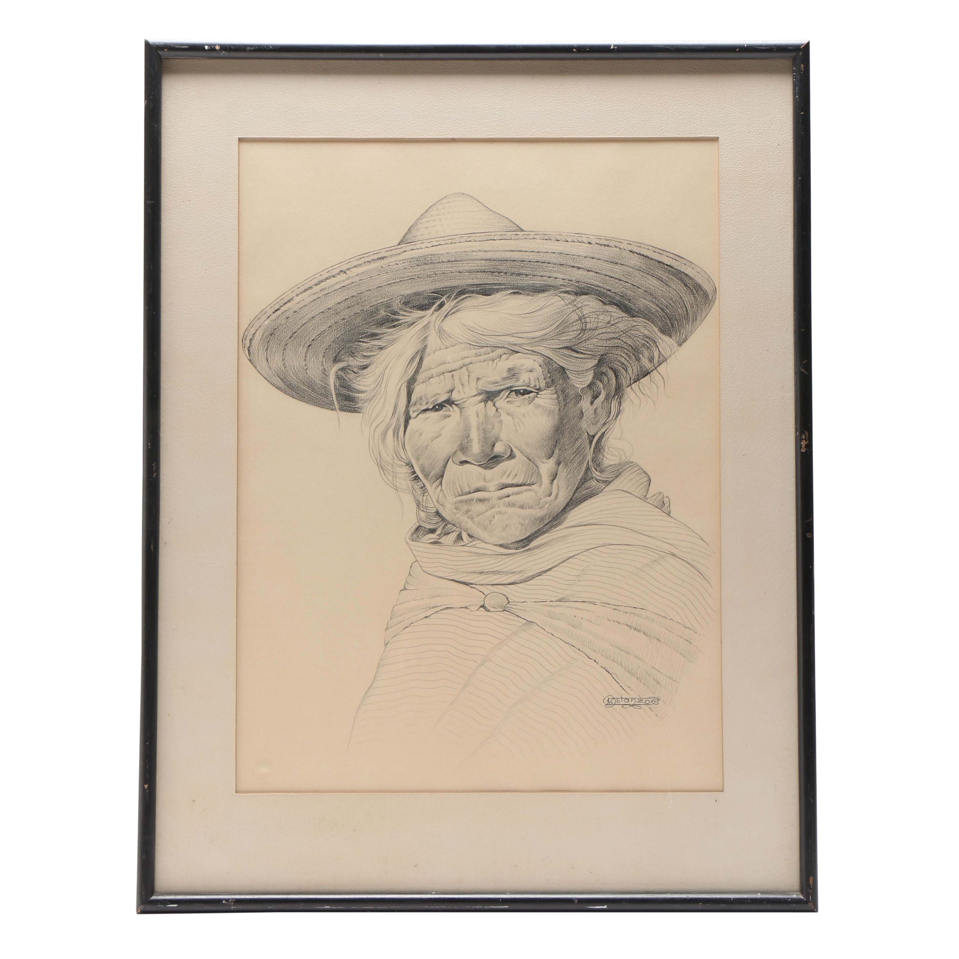 Luis Betanzos Portrait Conte Drawing