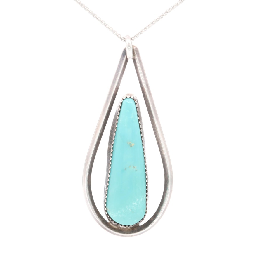 Sterling Silver Turquoise Pendant Necklace