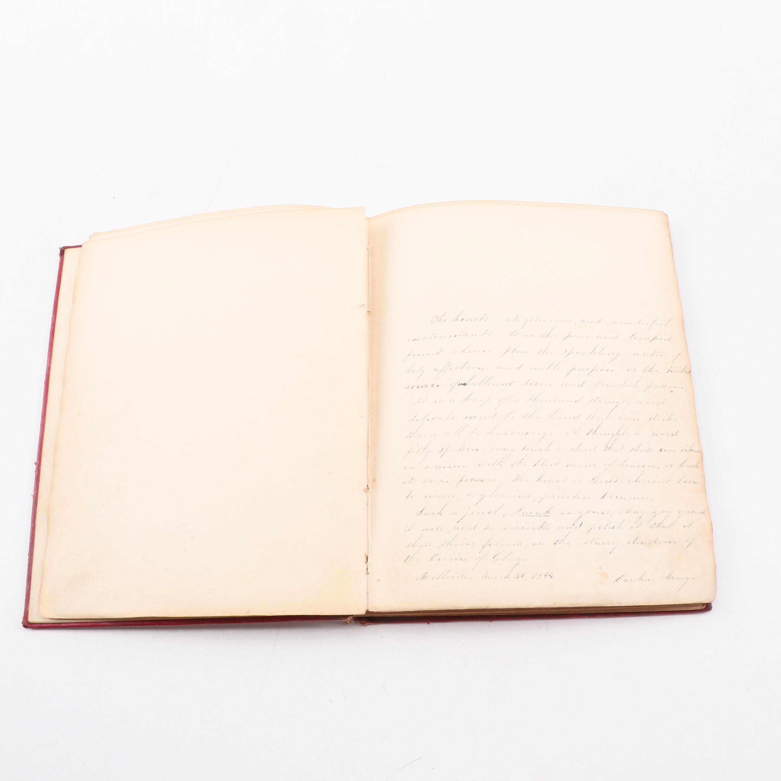 Ornate Leather Bound Album with Handwritten Poetry, ca. 1838