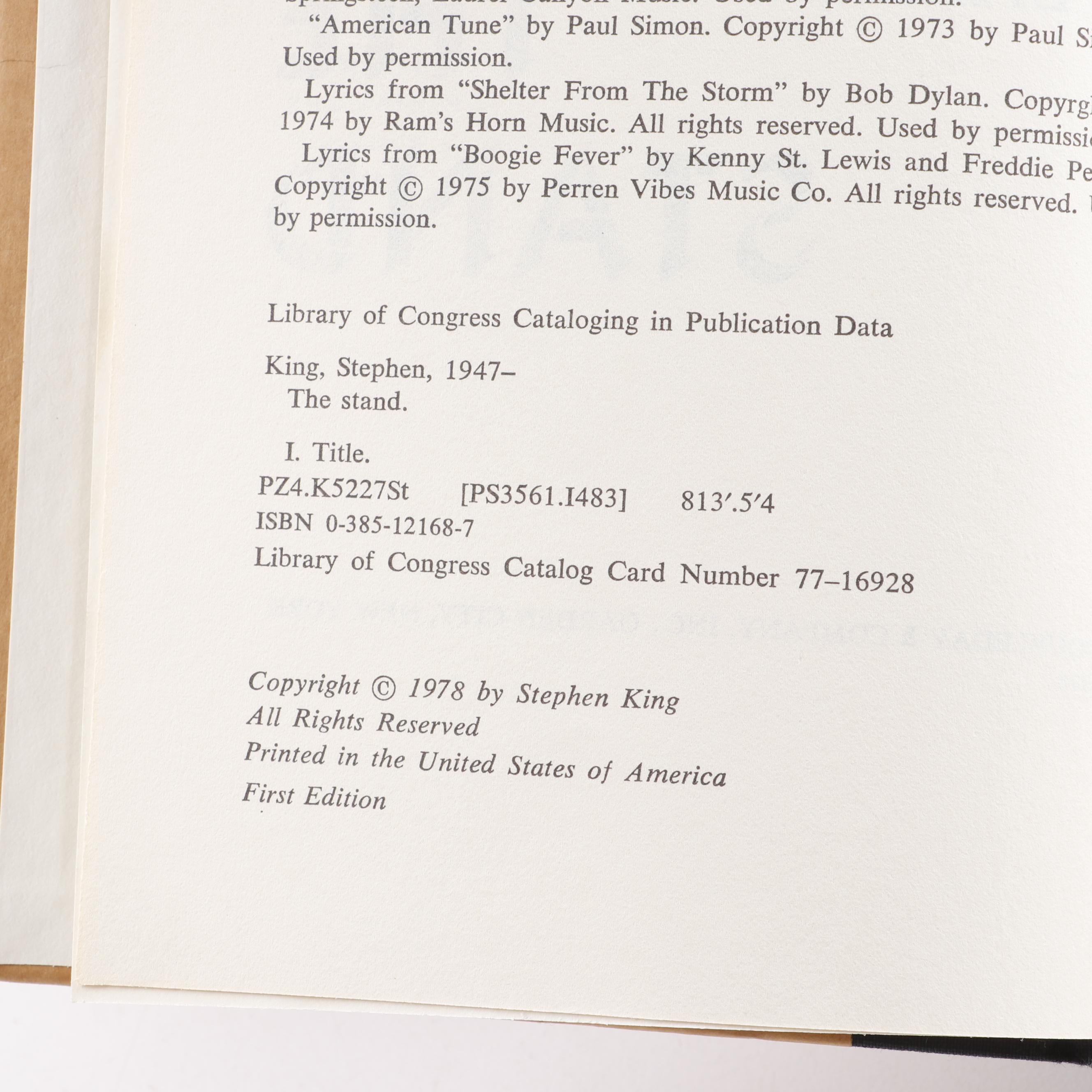 1978 First Edition "The Stand" by Stephen King