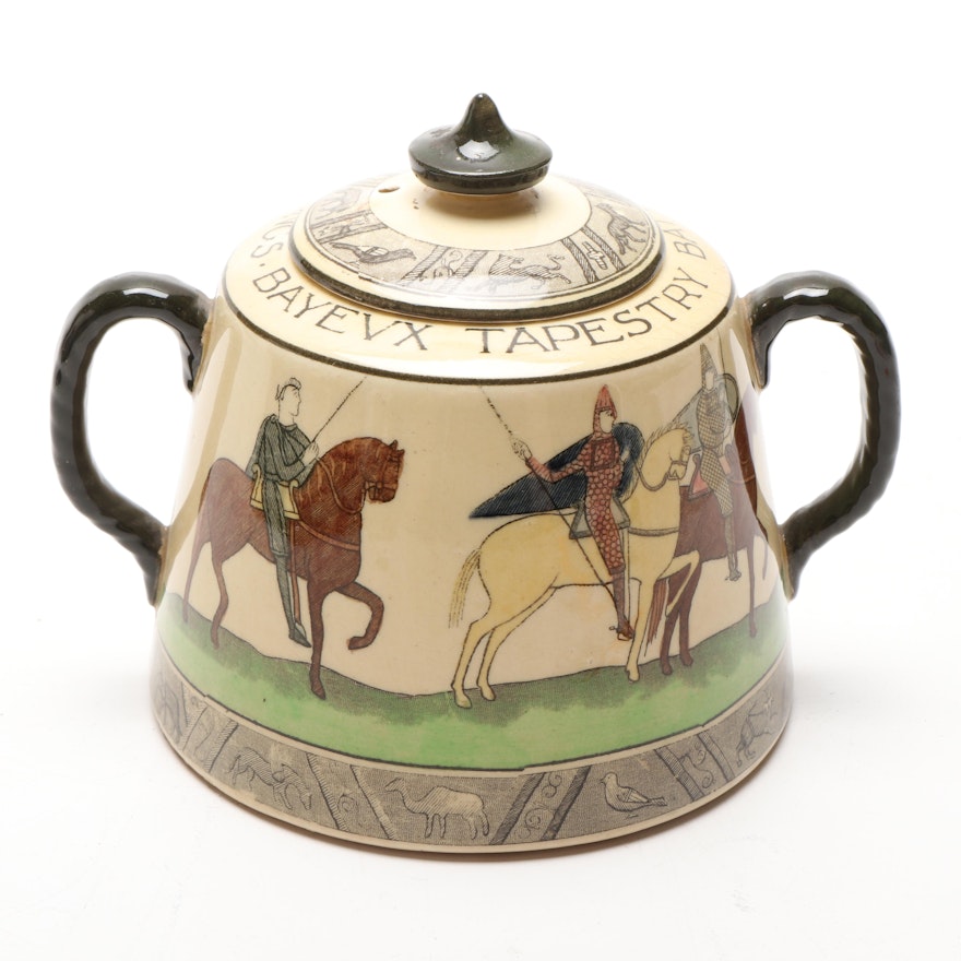 Royal Doulton "Bayeux Tapestry" Ceramic Covered Sugar Bowl