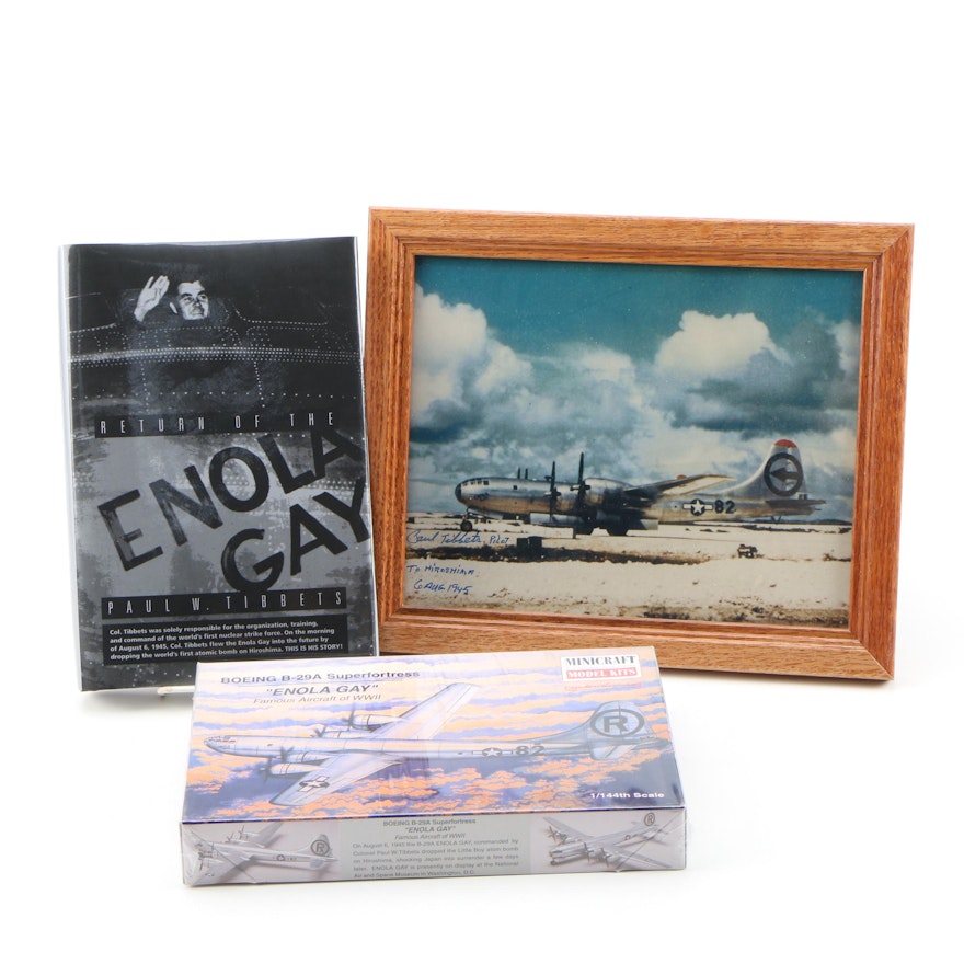 Enola Gay and Paul Tibbets Collection Featuring Book, Model Kit and Photograph