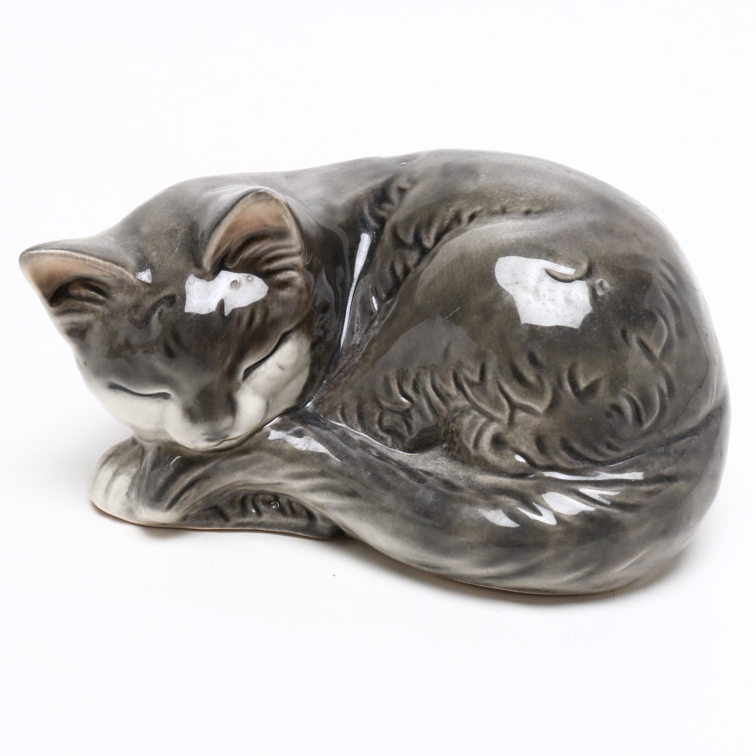 Goebel Sleeping Cat Porcelain Figurine with More Goebel Cat Figurines