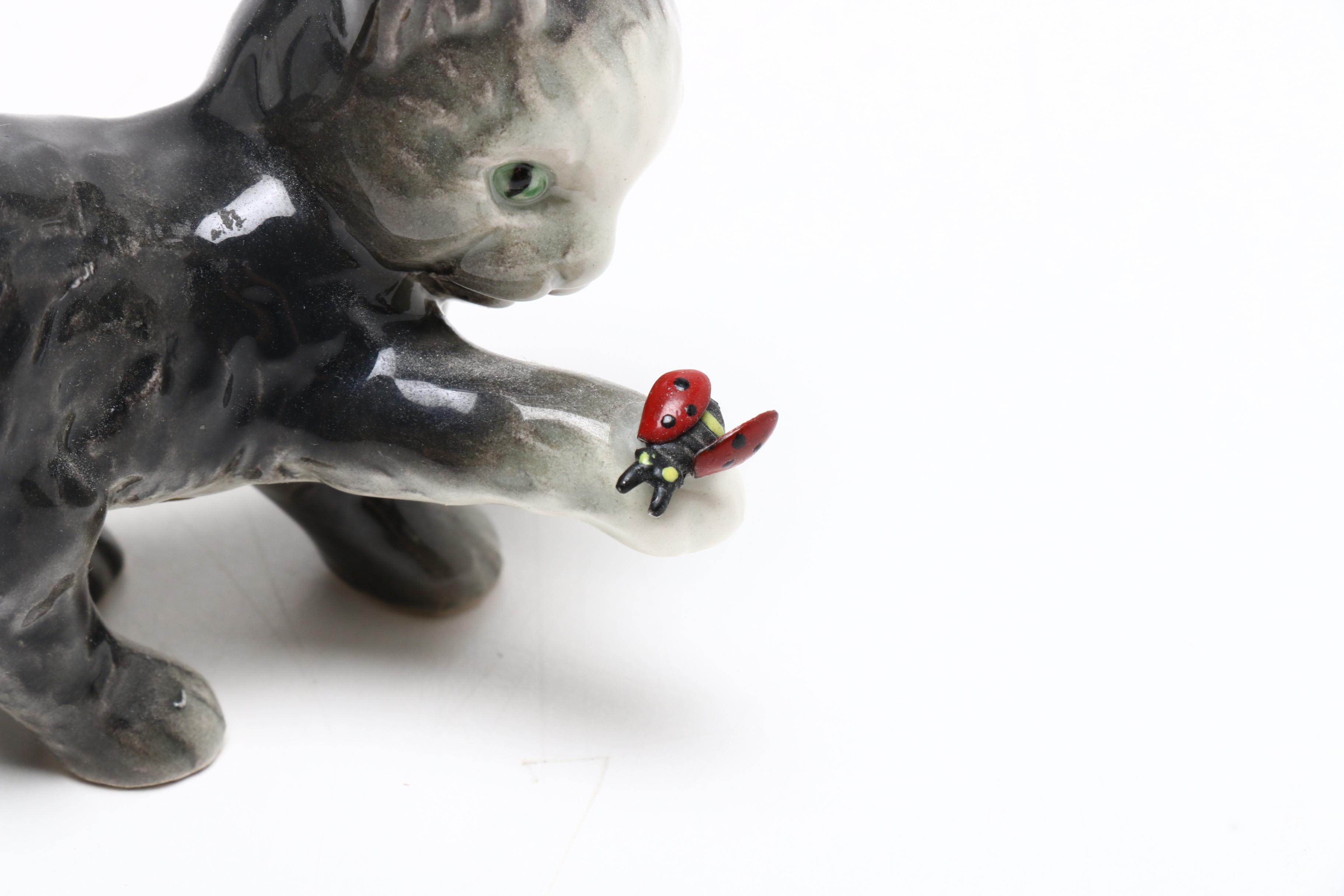 Goebel Sleeping Cat Porcelain Figurine with More Goebel Cat Figurines