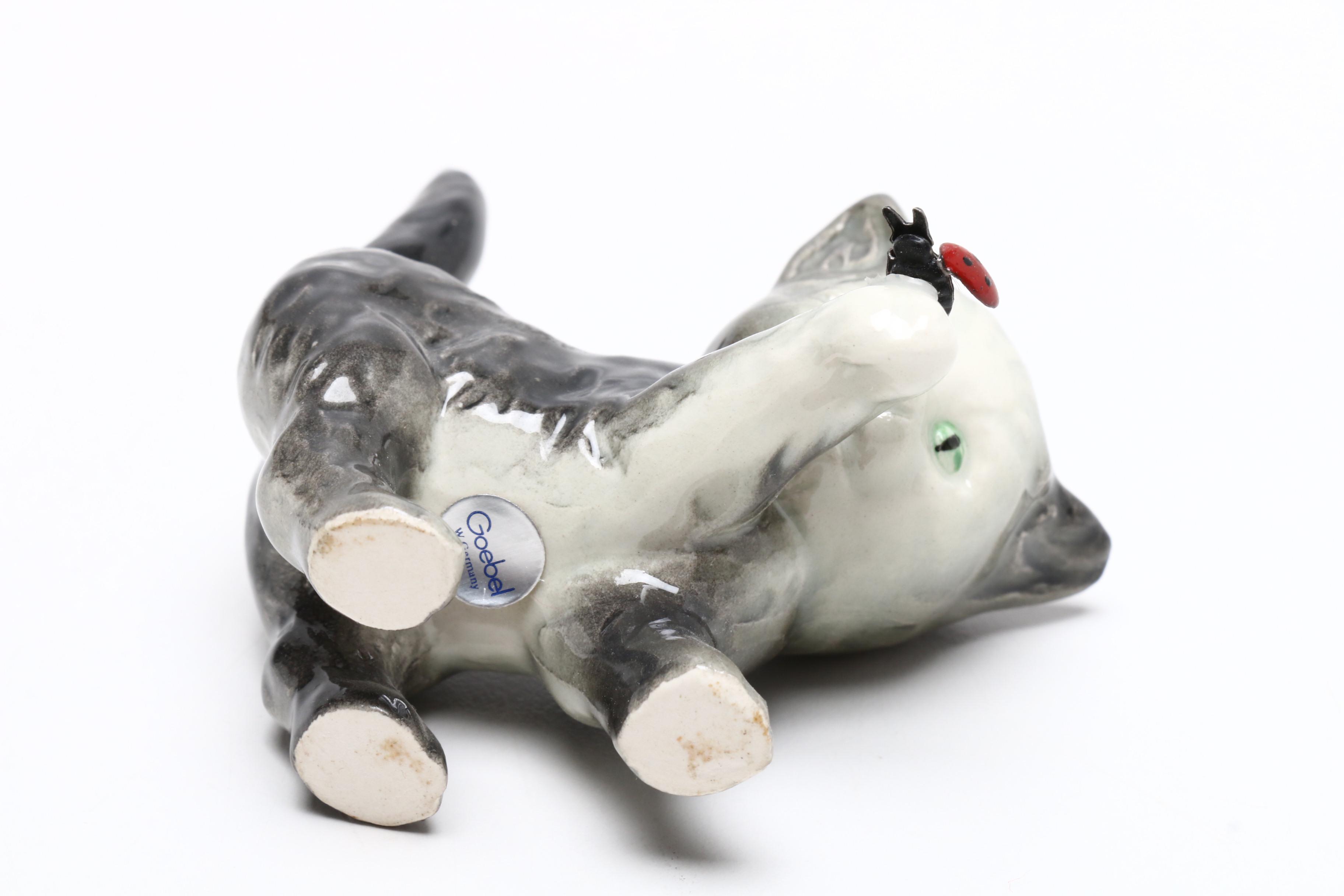 Goebel Sleeping Cat Porcelain Figurine with More Goebel Cat Figurines