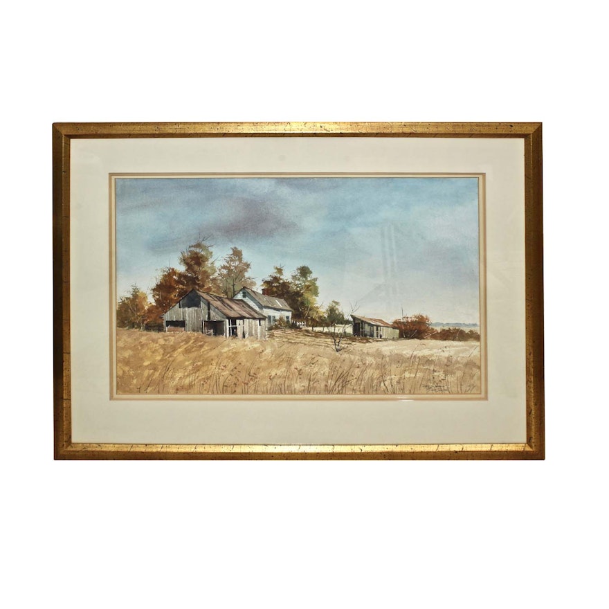 Lew Simper Watercolor Painting "Left to Nature"