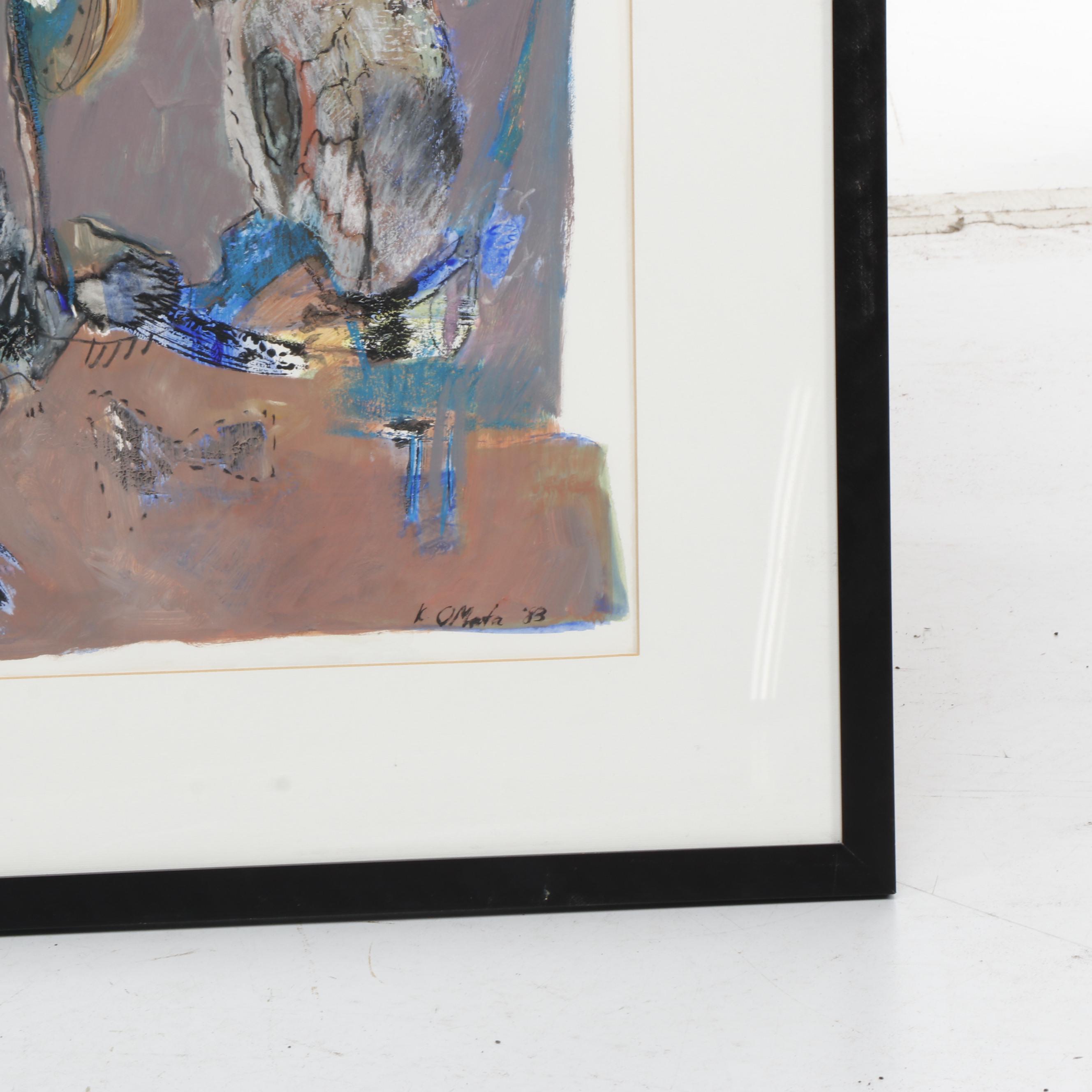 Kay Omata Abstract Mixed Media Painting