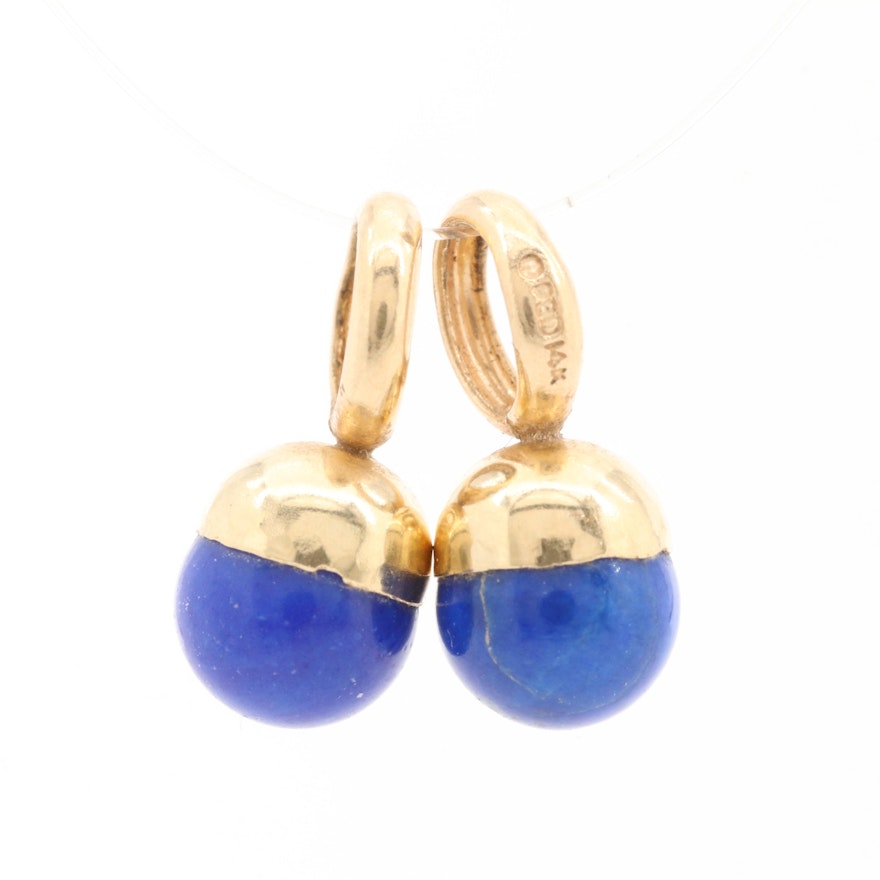 14K Yellow Gold Lapis Lazuli Earring Enhancers