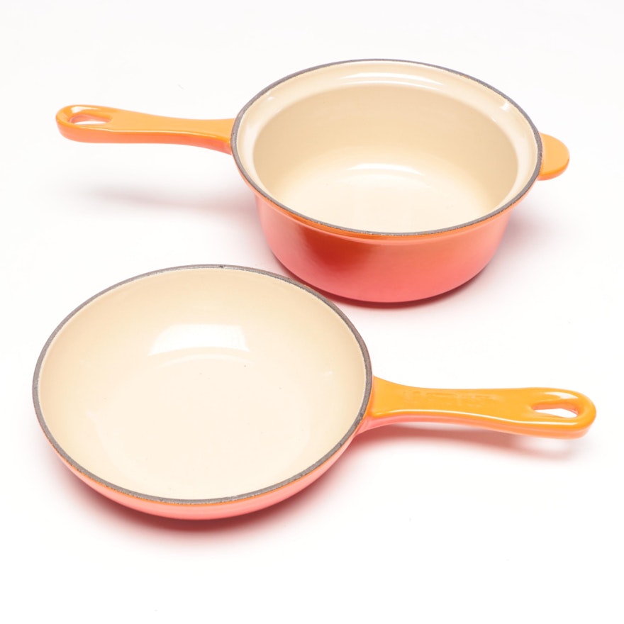 Le Creuset "18" Sauce Pan and Frying Pan, Late 20th Century